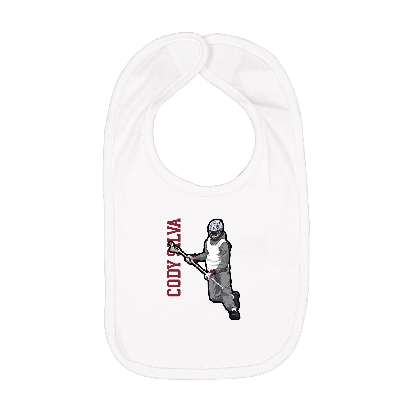 Infant Bib — Name Vertical in White