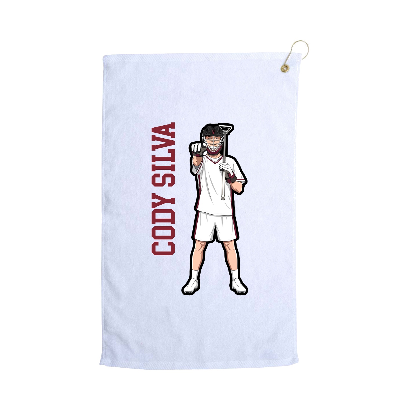 Golf Towel — Name Vertical in White