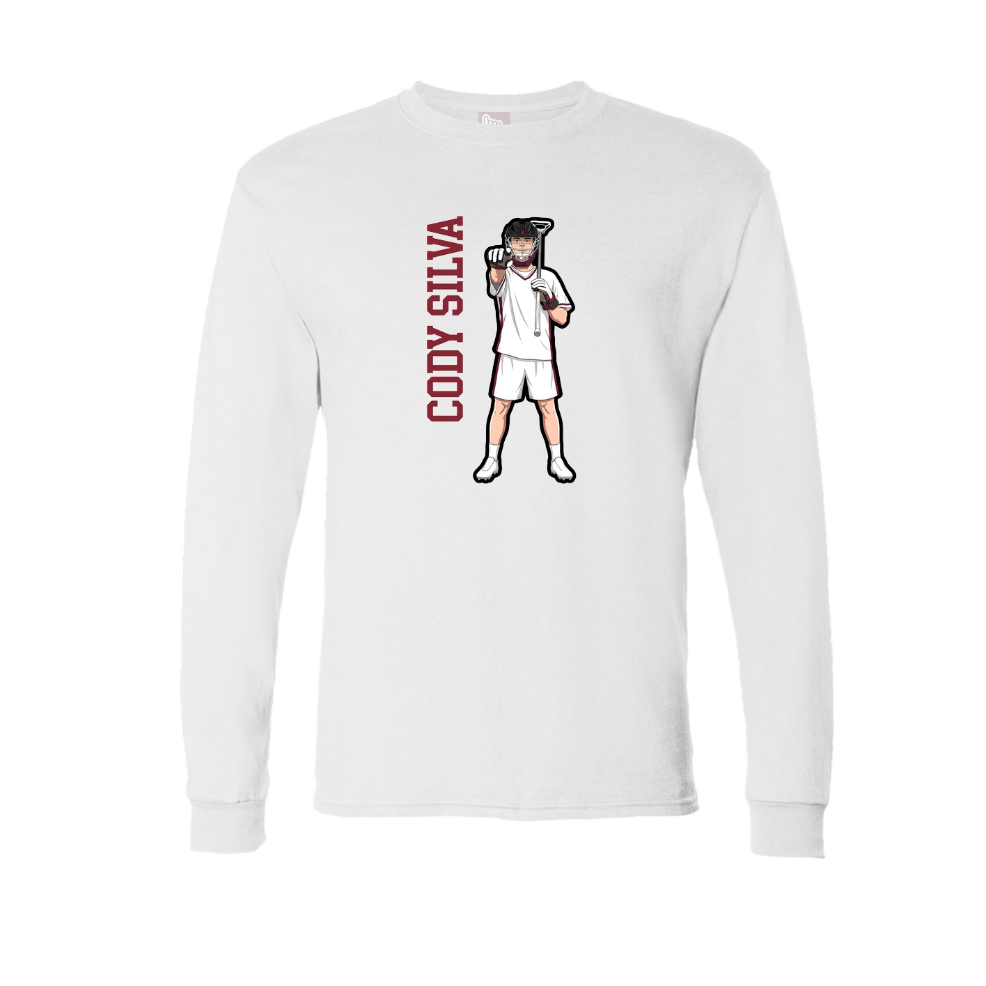 Long Sleeve Tee — Name Vertical in White