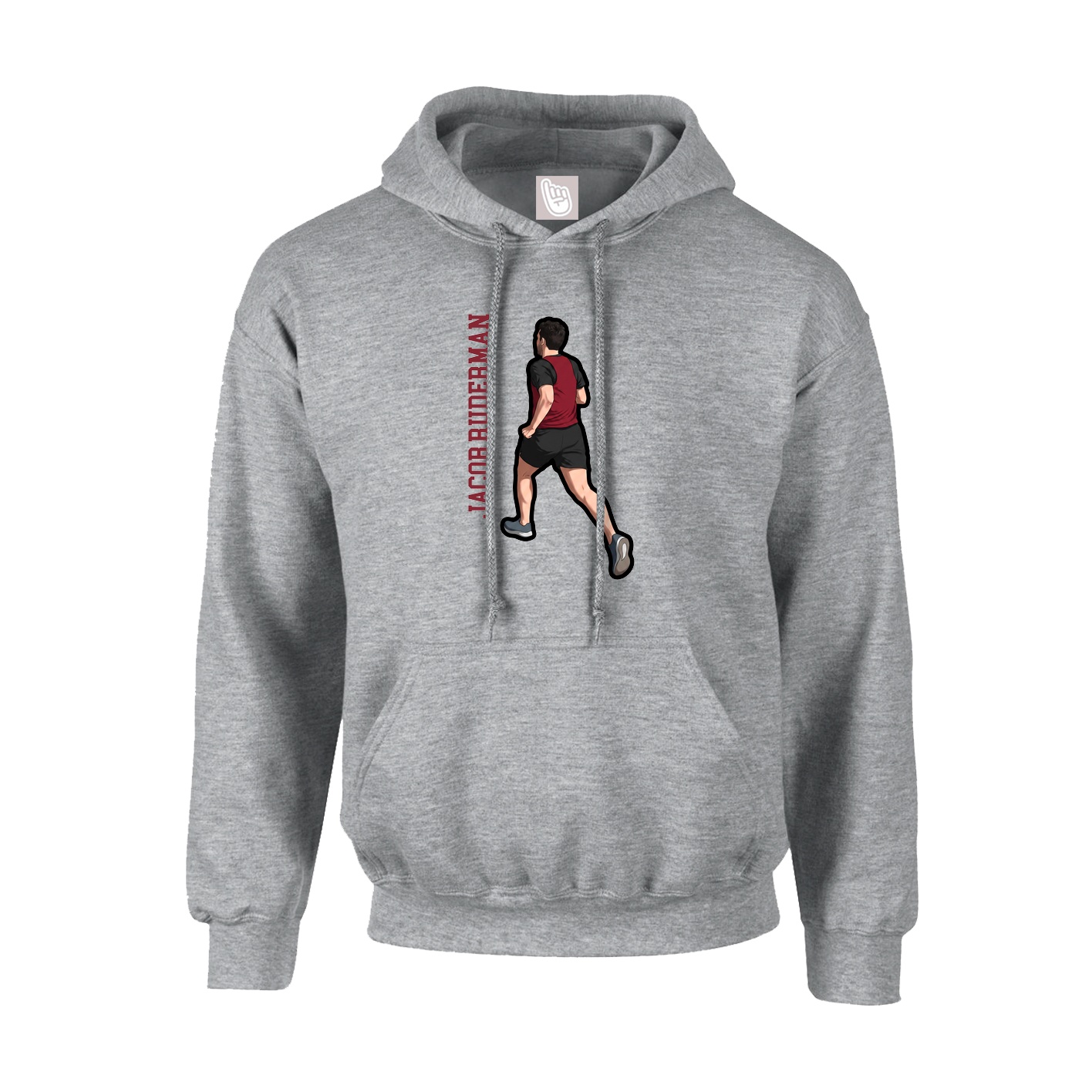 Hoodie — Name Vertical in Grey