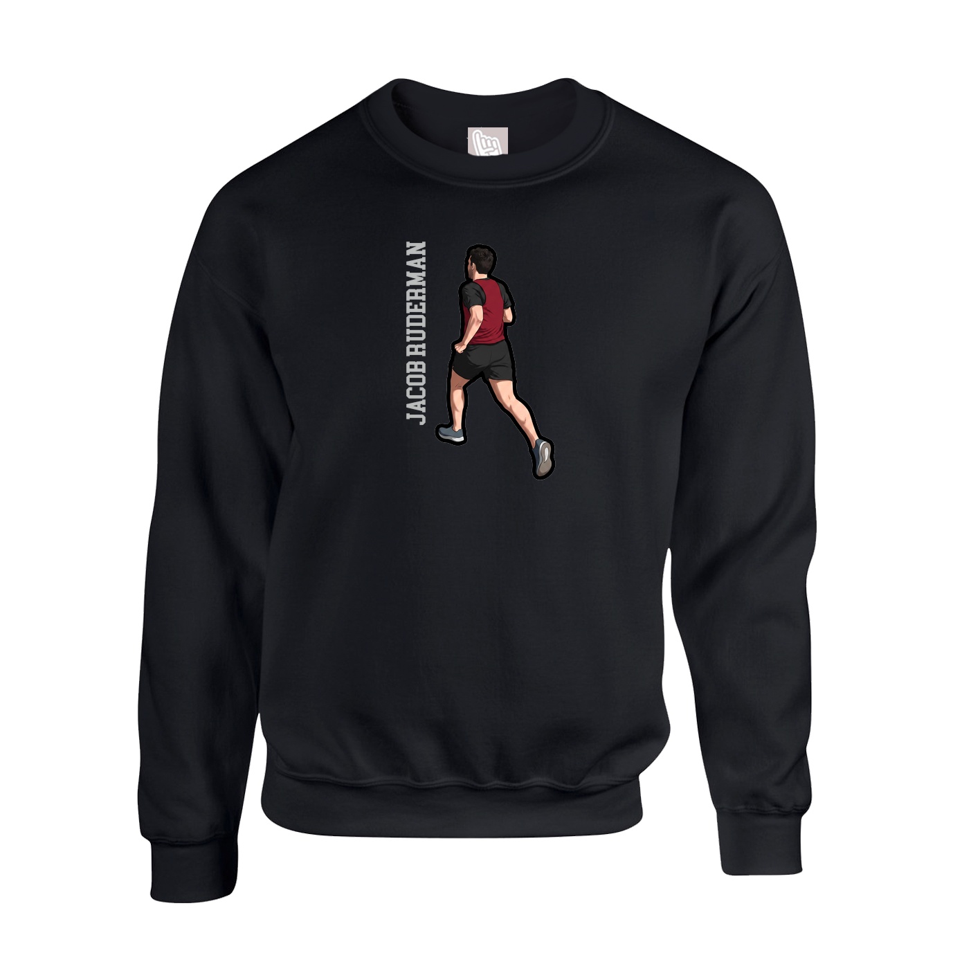 Fleece Crew — Name Vertical in Black