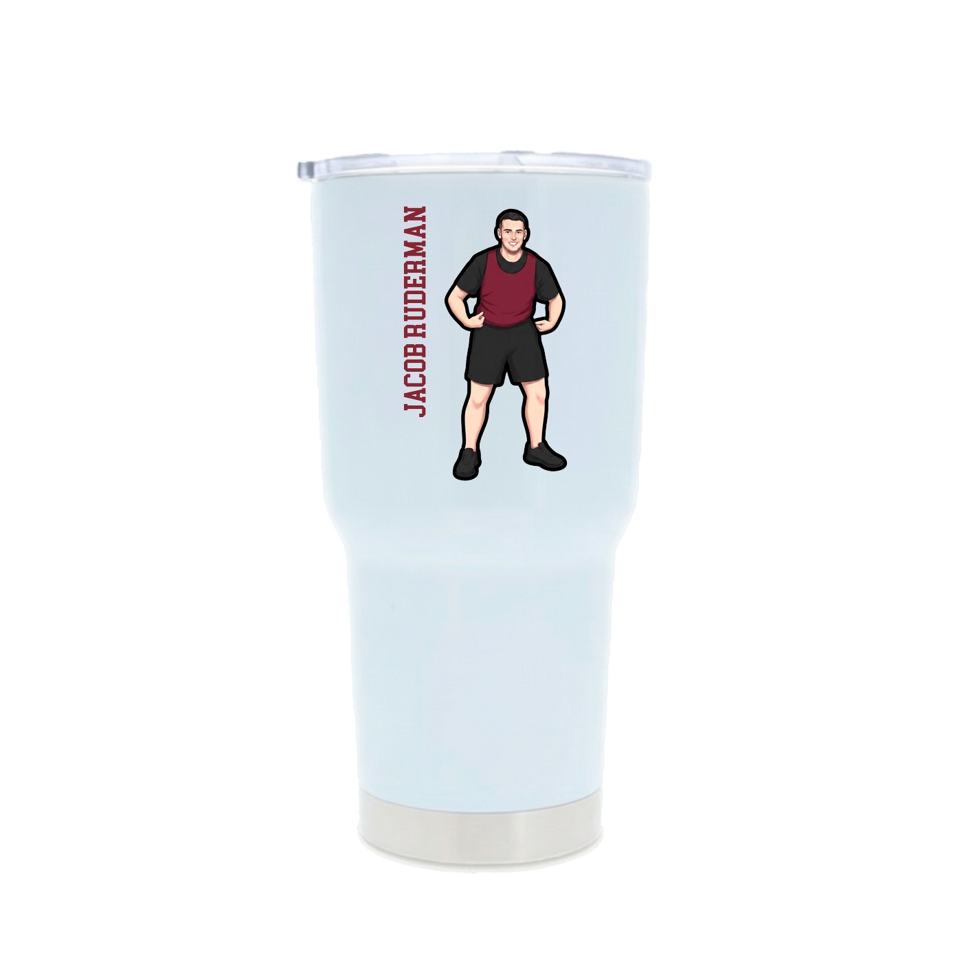 30oz Stainless Steel Tumbler — Name Vertical in White