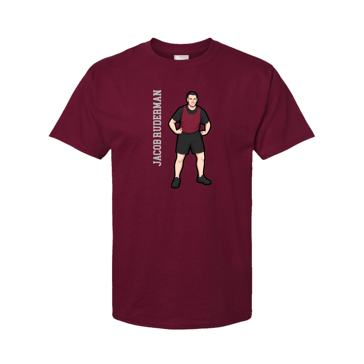 Youth Tee — Name Vertical in Cardinal