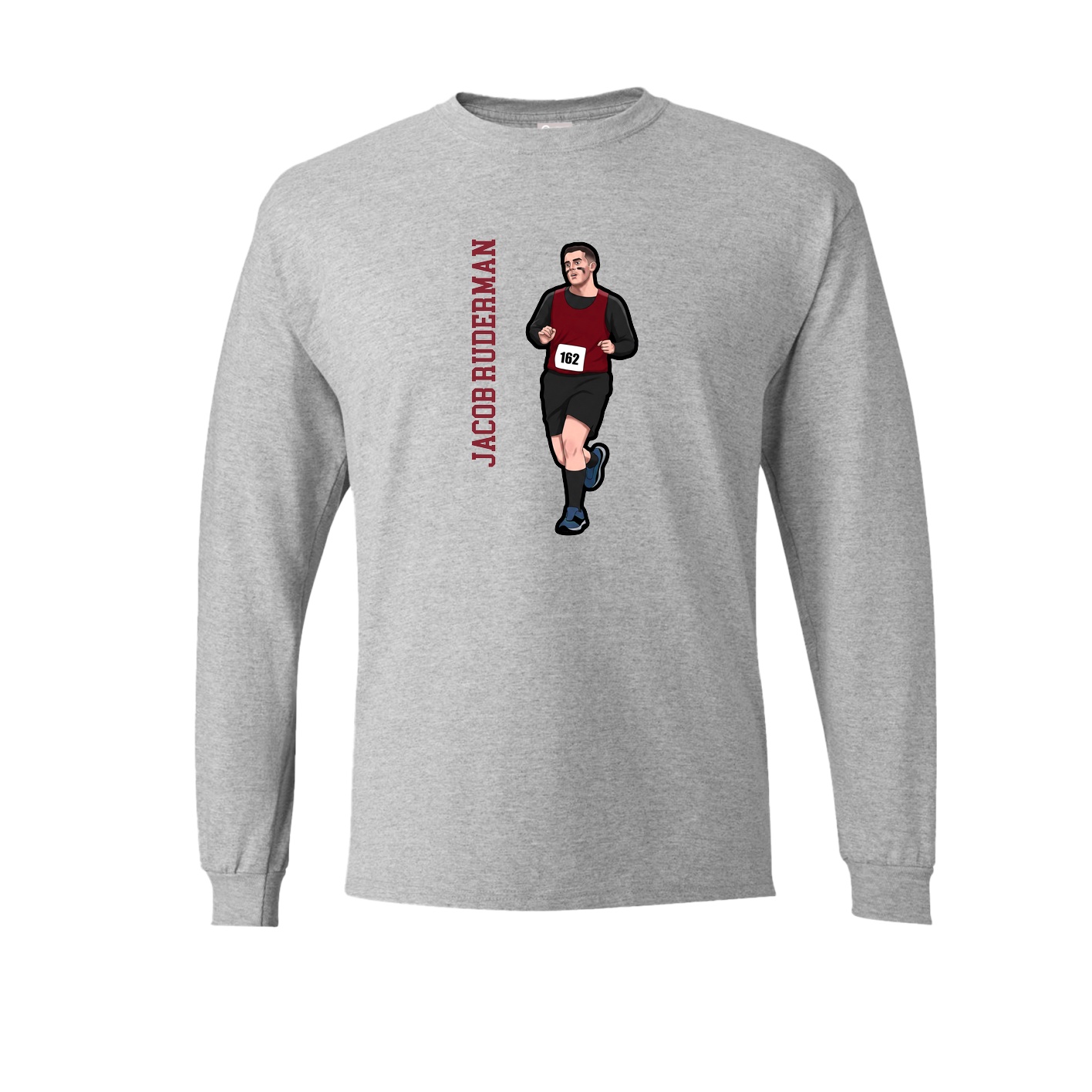Long Sleeve Tee — Name Vertical in Grey