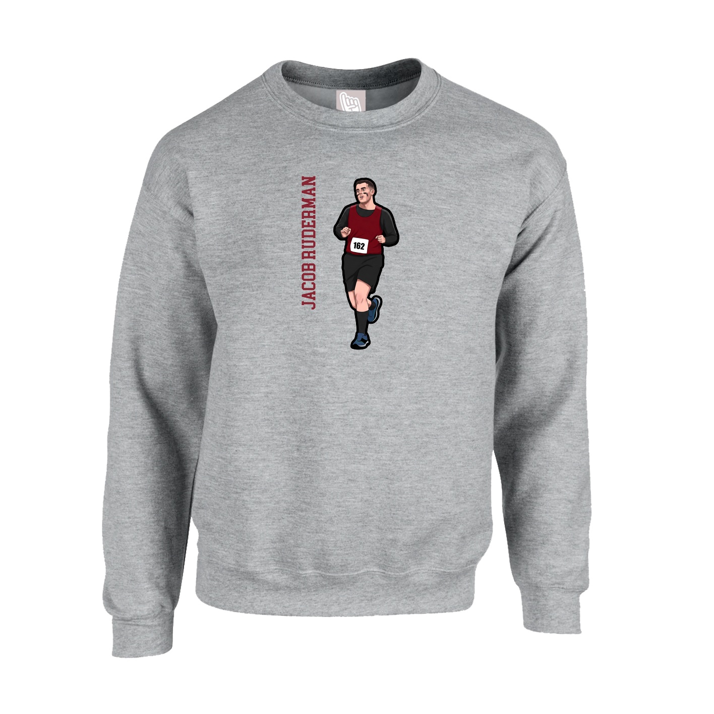 Fleece Crew — Name Vertical in Grey
