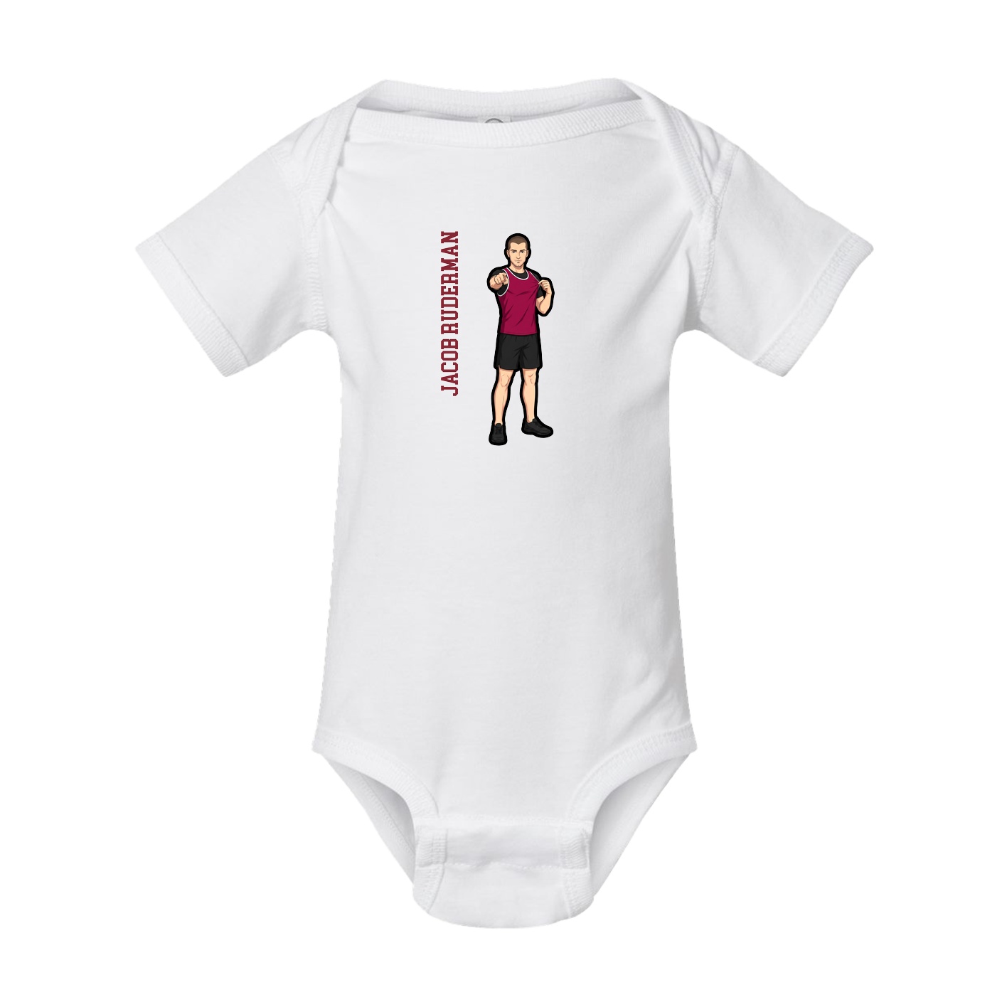 Baby Onesie — Name Vertical in White