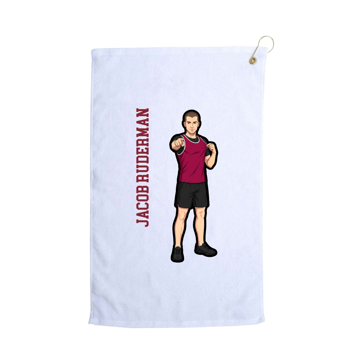 Golf Towel — Name Vertical in White