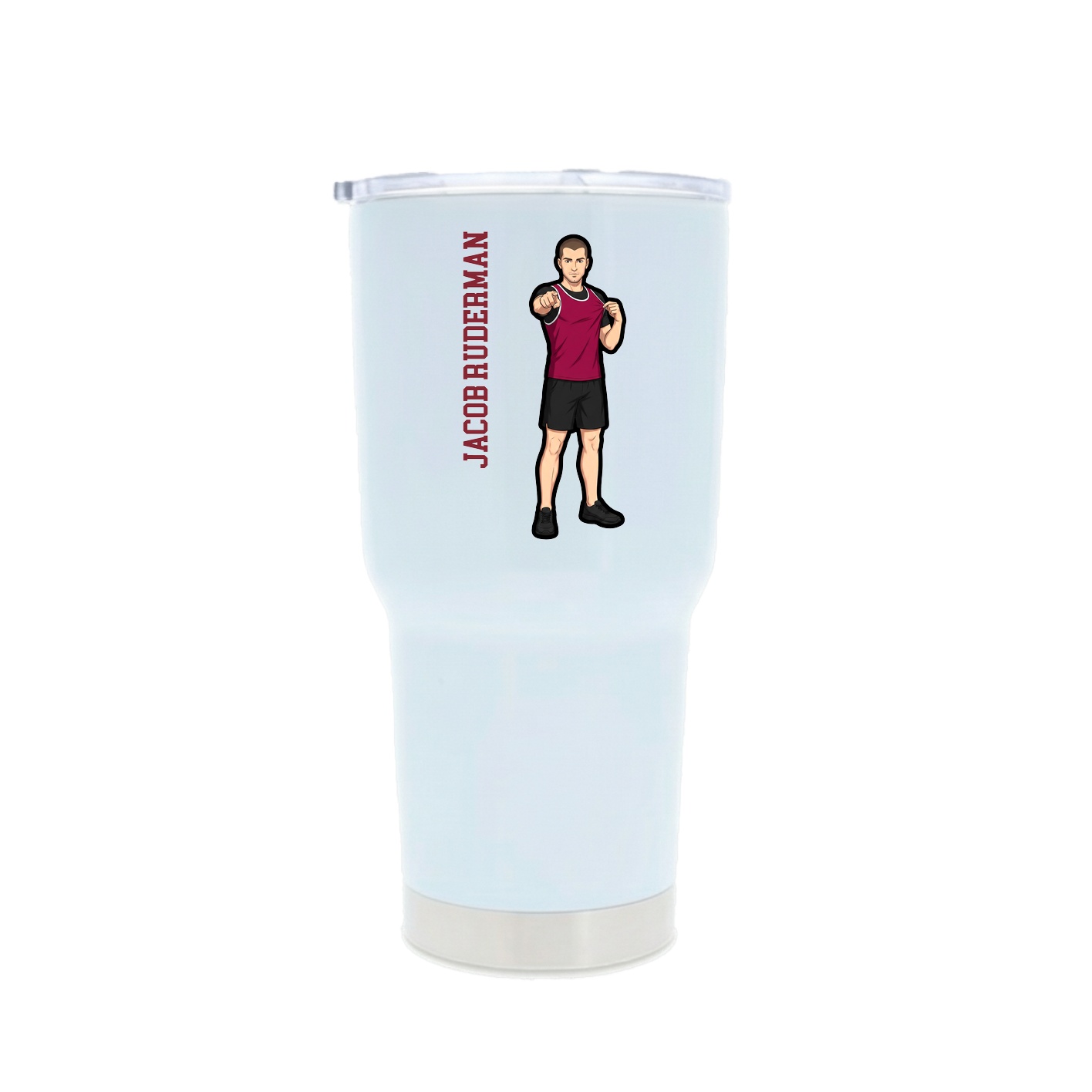 30oz Stainless Steel Tumbler — Name Vertical in White