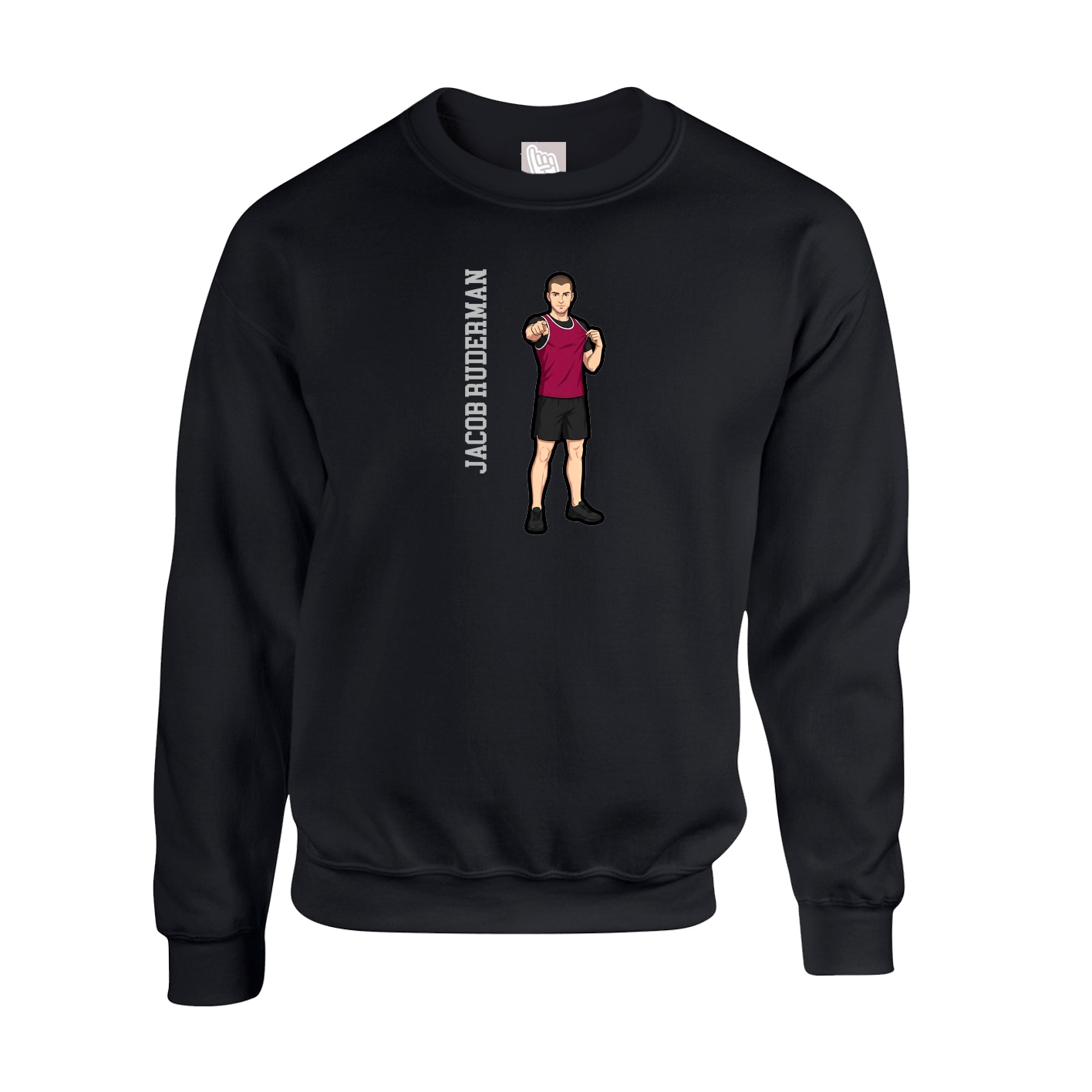 Fleece Crew — Name Vertical in Black