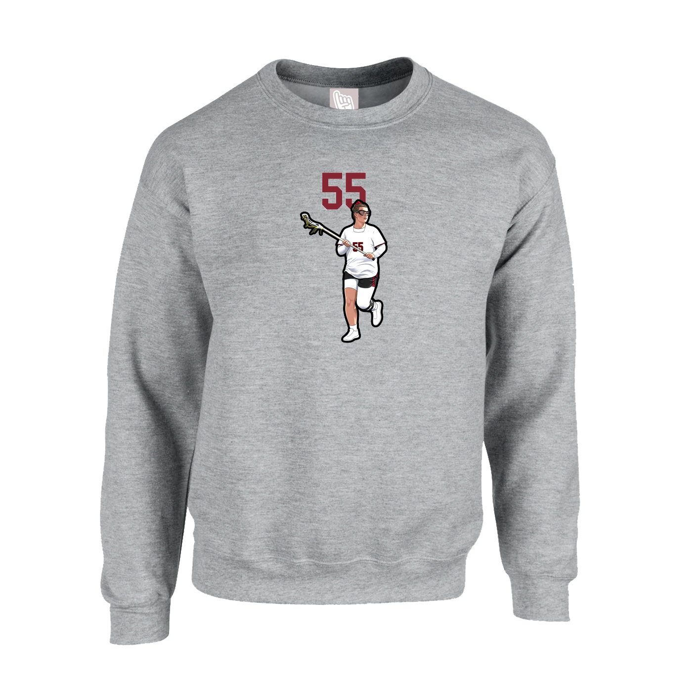 Fleece Crew — Number Top in Grey