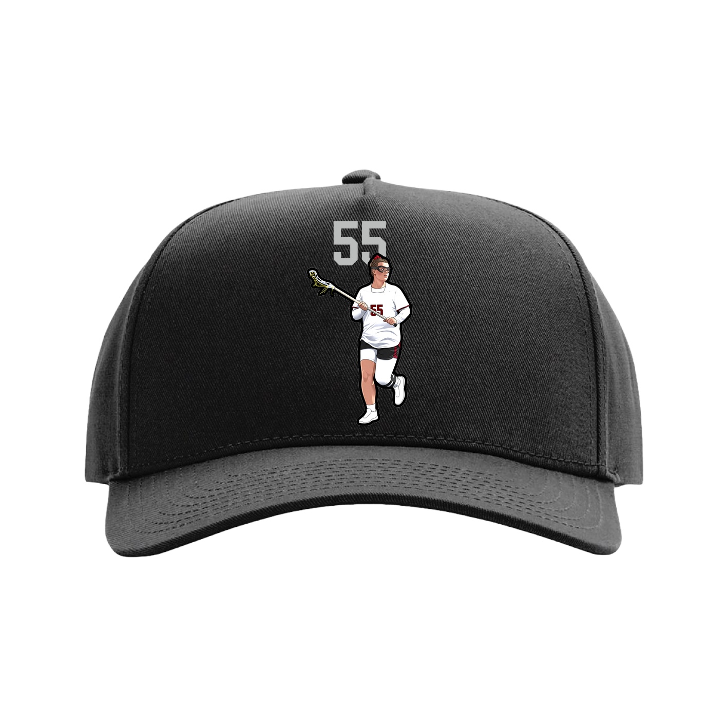 Full Fabric Five-Panel Champ Cap — Number Top in Black