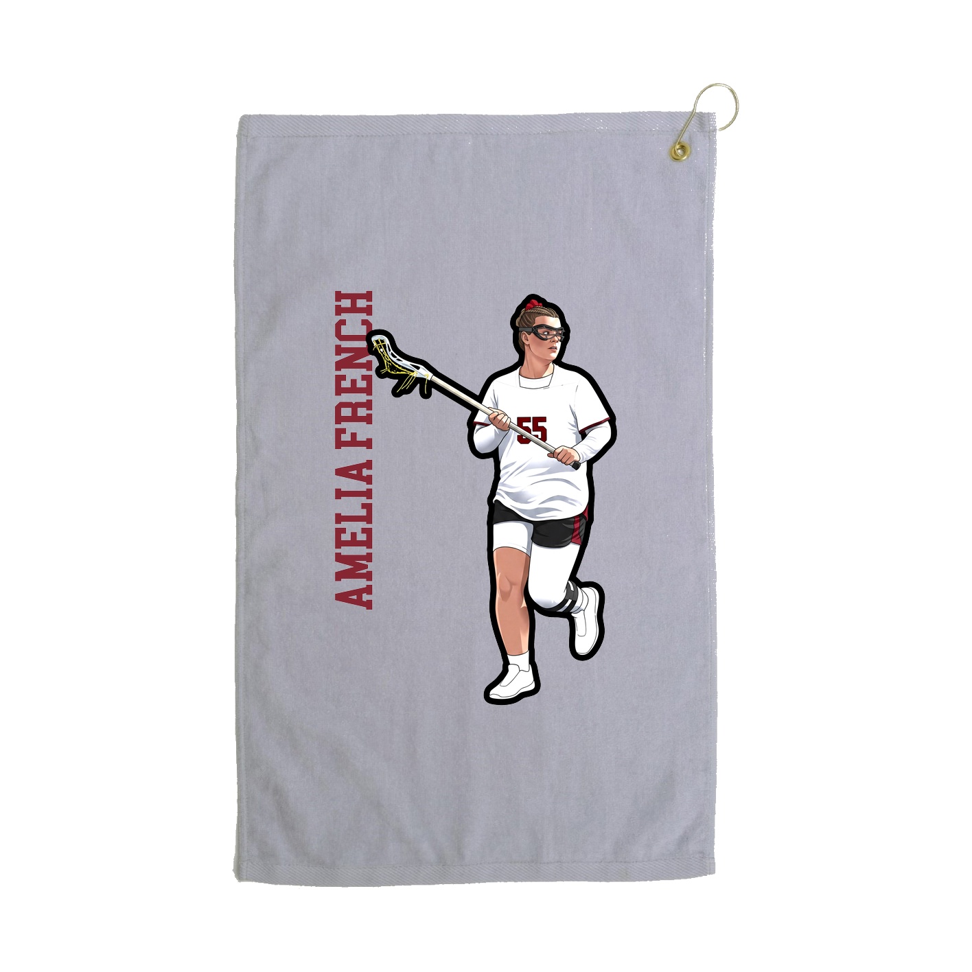 Golf Towel — Name Vertical in Grey