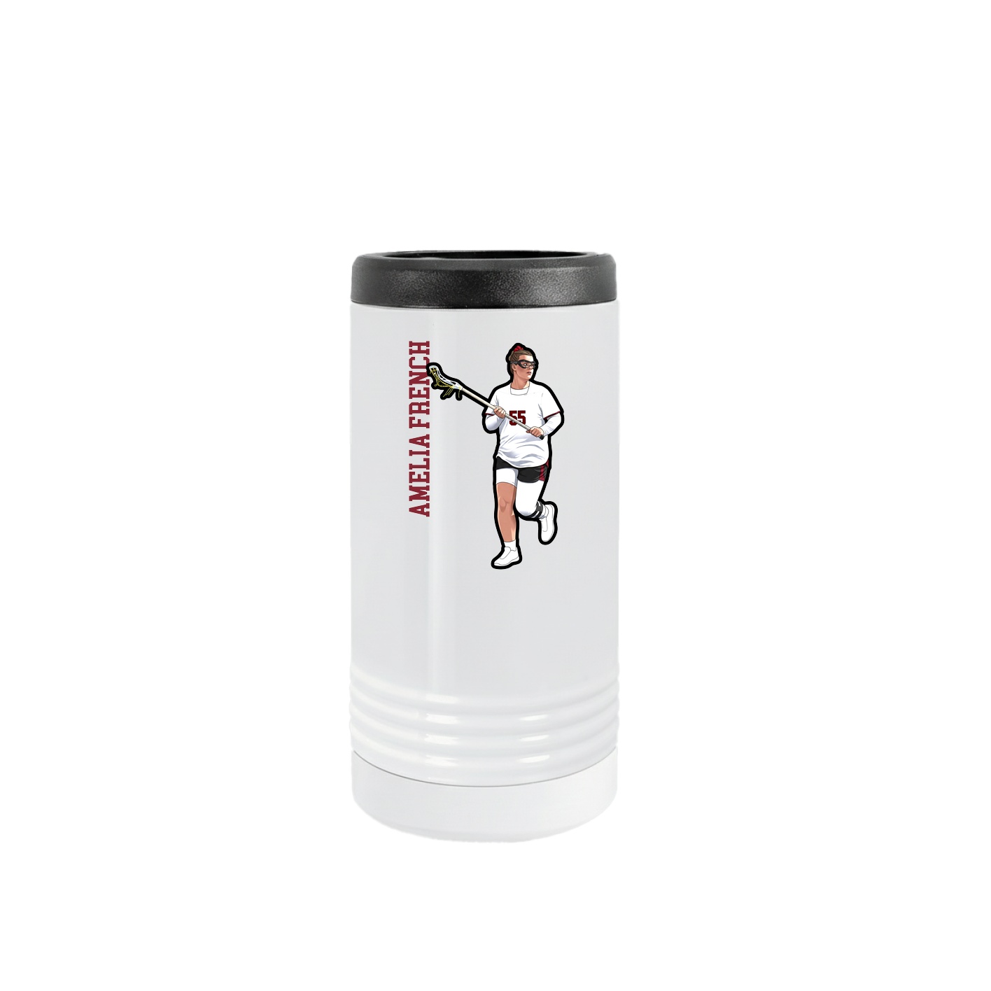 Slim Beverage Holder — Name Vertical in White