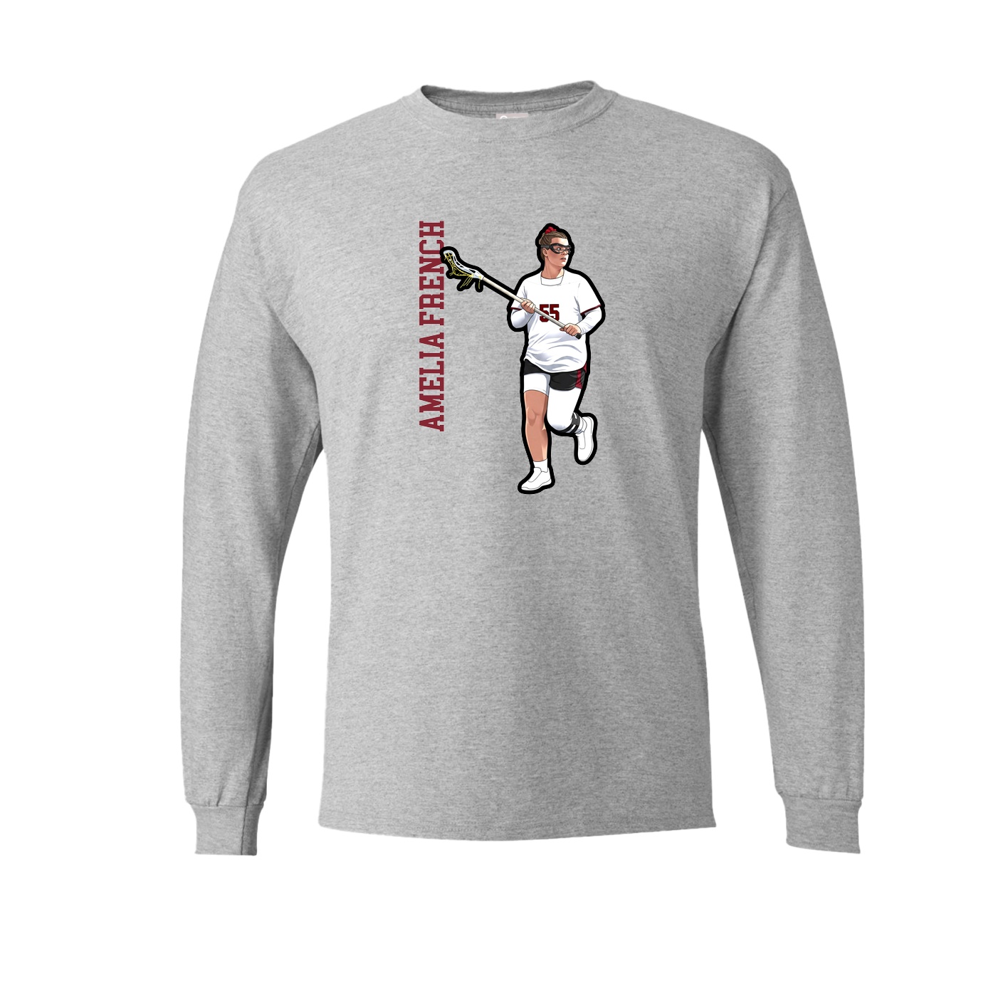 Long Sleeve Tee — Name Vertical in Grey