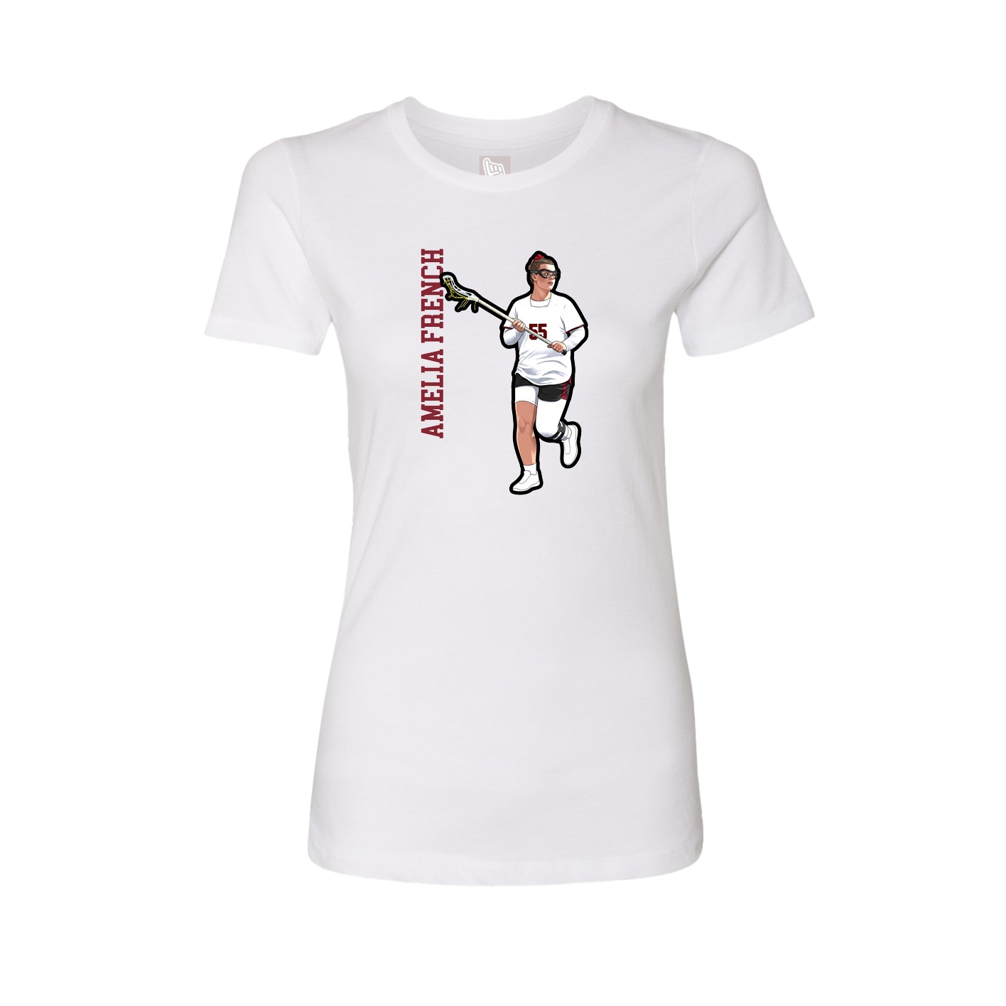 Womens Tee — Name Vertical in White