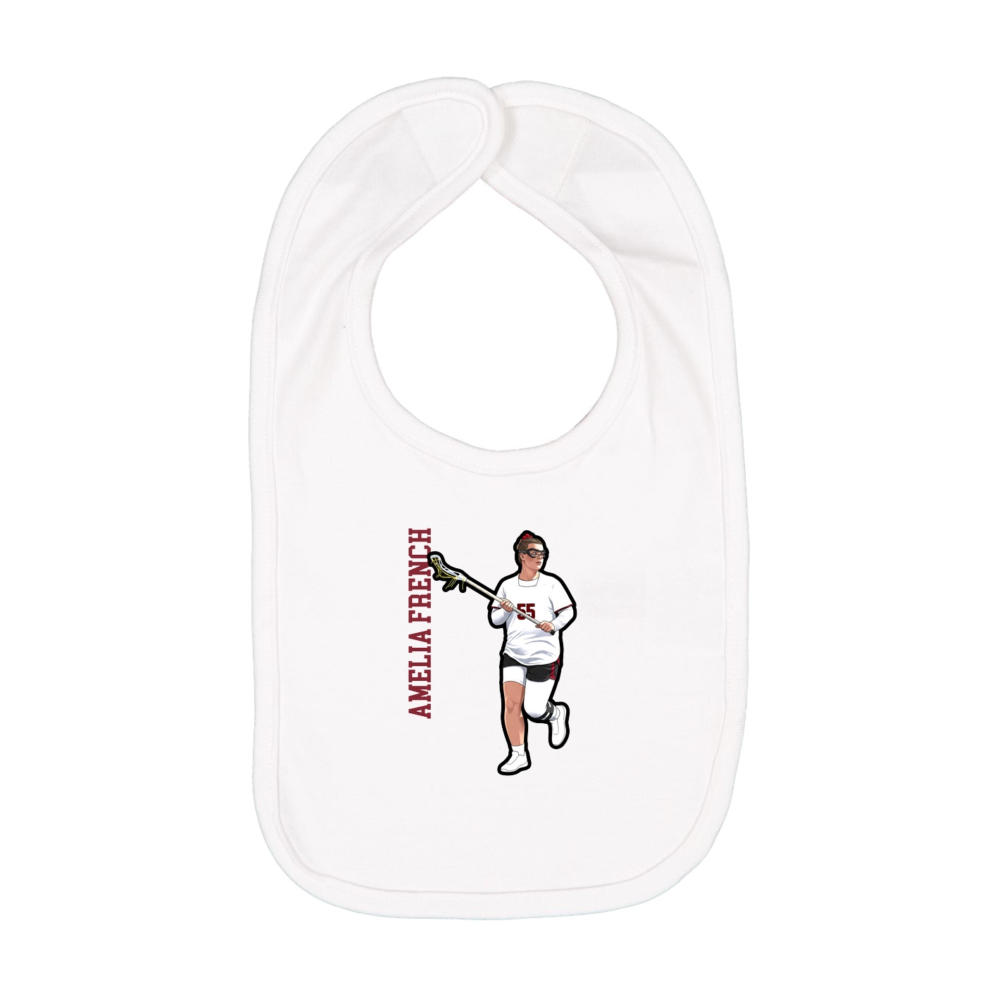 Infant Bib — Name Vertical in White