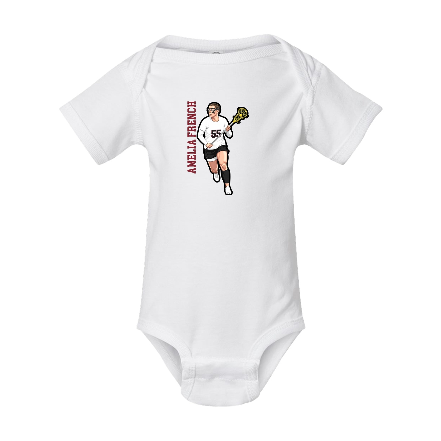 Baby Onesie — Name Vertical in White