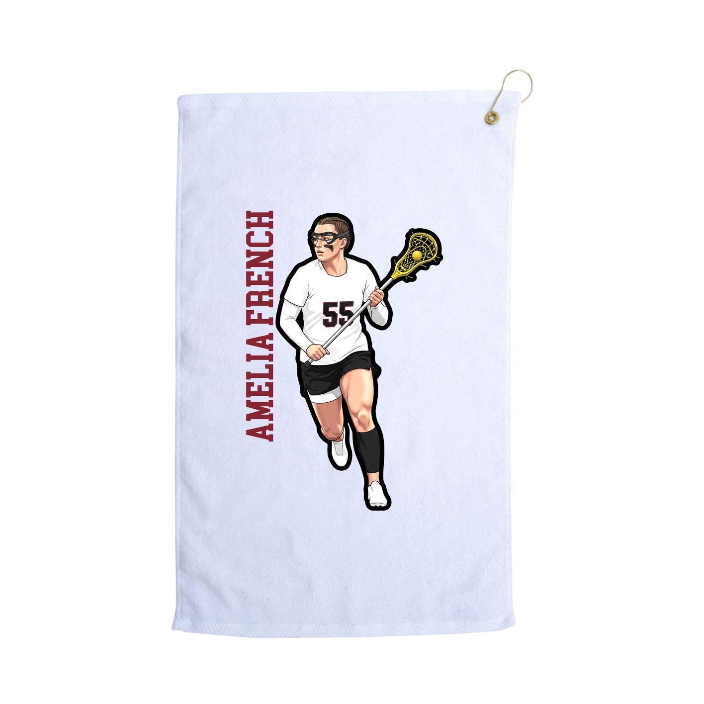 Golf Towel — Name Vertical in White
