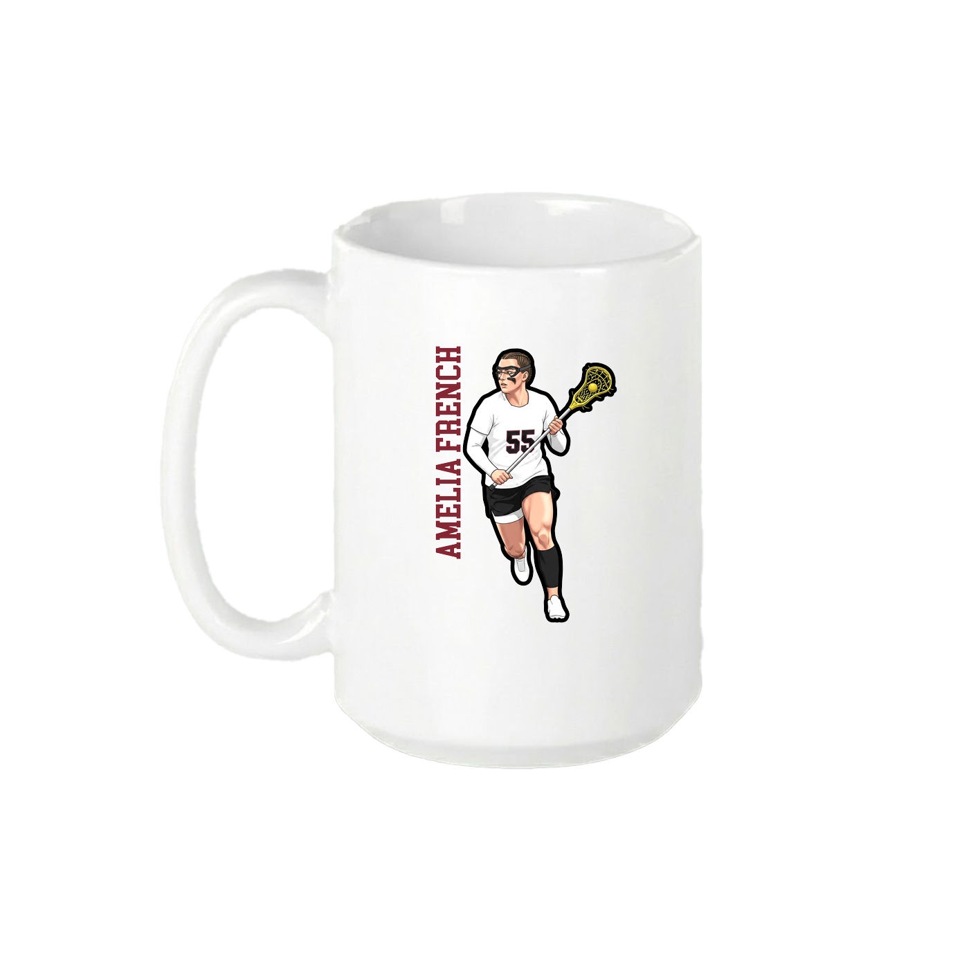 15oz Coffee Mug — Name Vertical in White