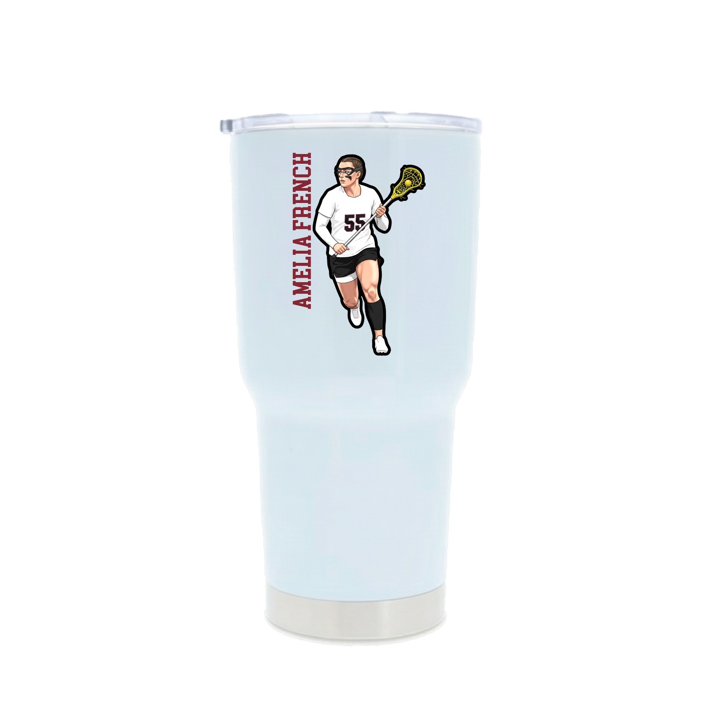 30oz Stainless Steel Tumbler — Name Vertical in White