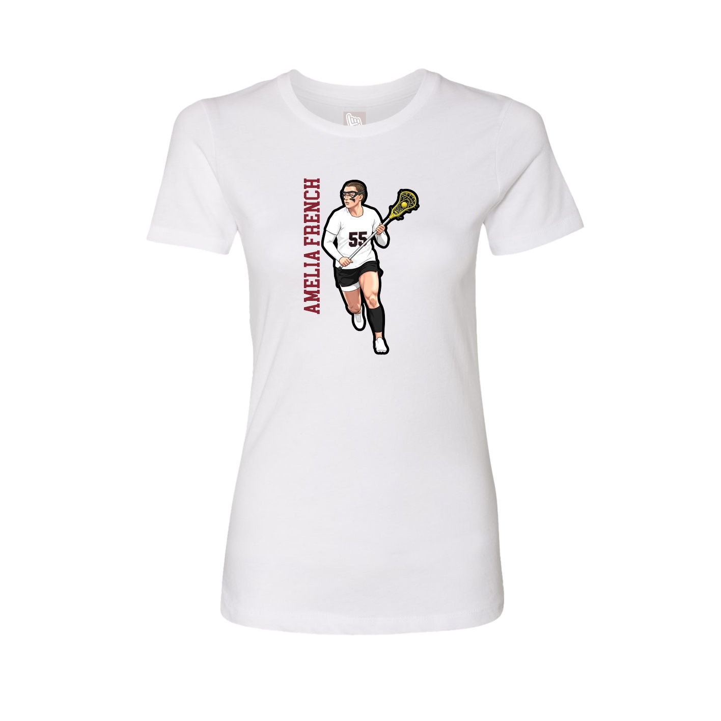 Womens Tee — Name Vertical in White