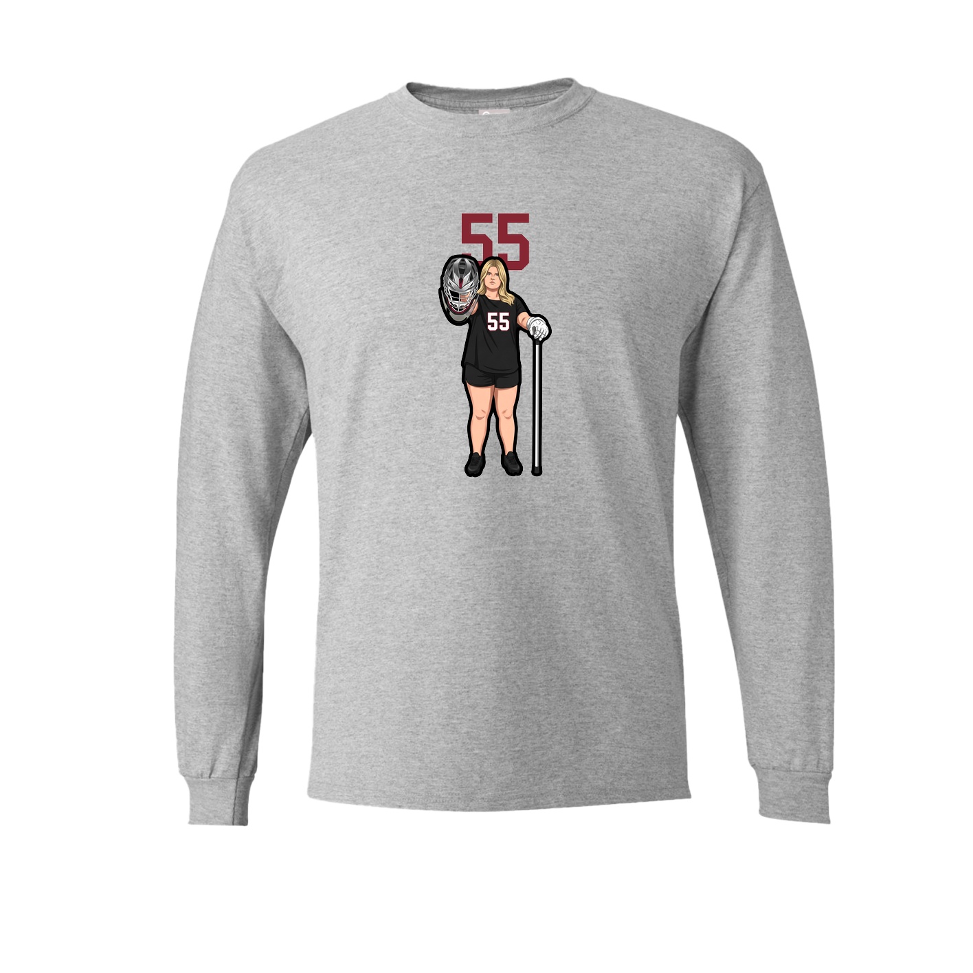 Long Sleeve Tee — Number Top in Grey