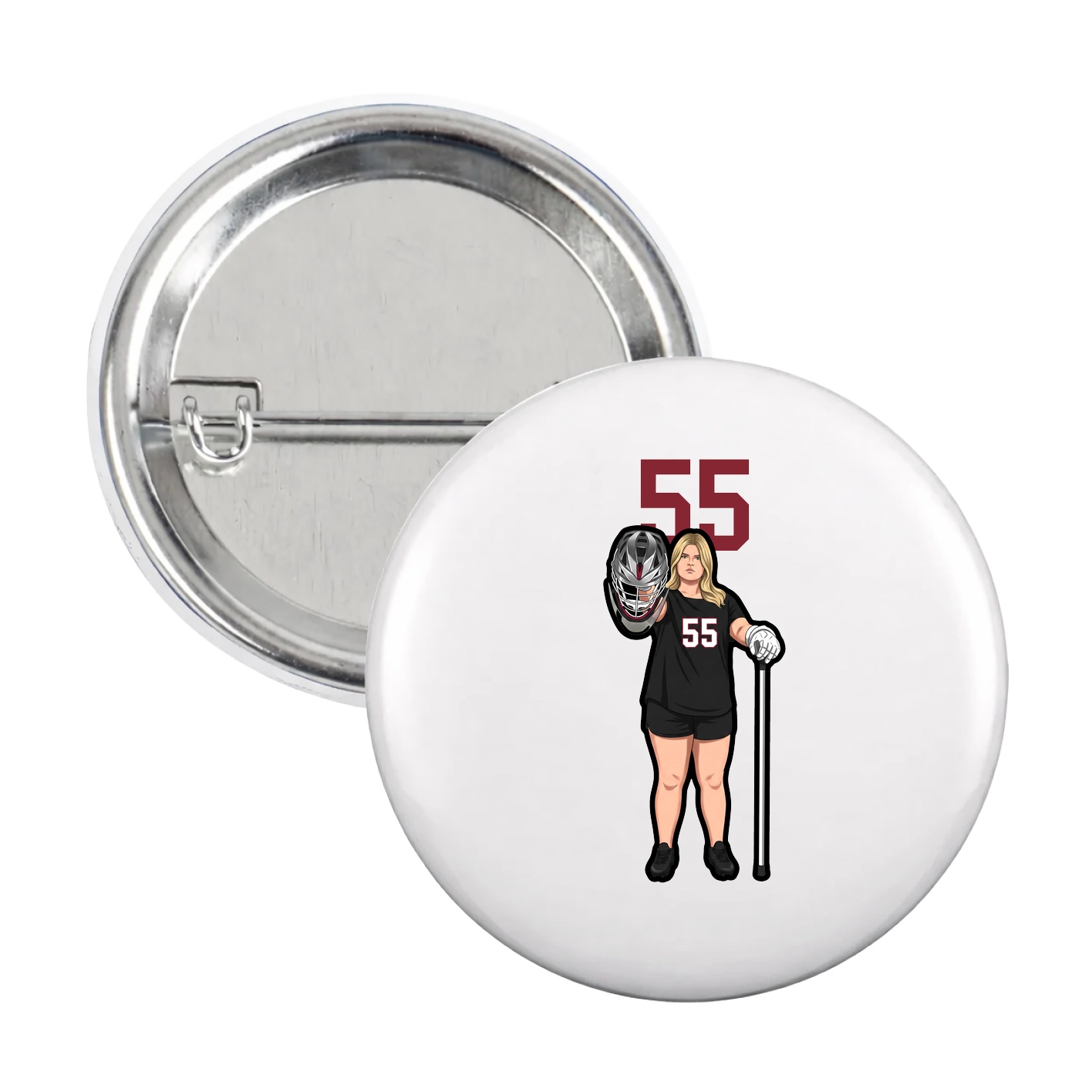 Game Day Button — Number Top in White