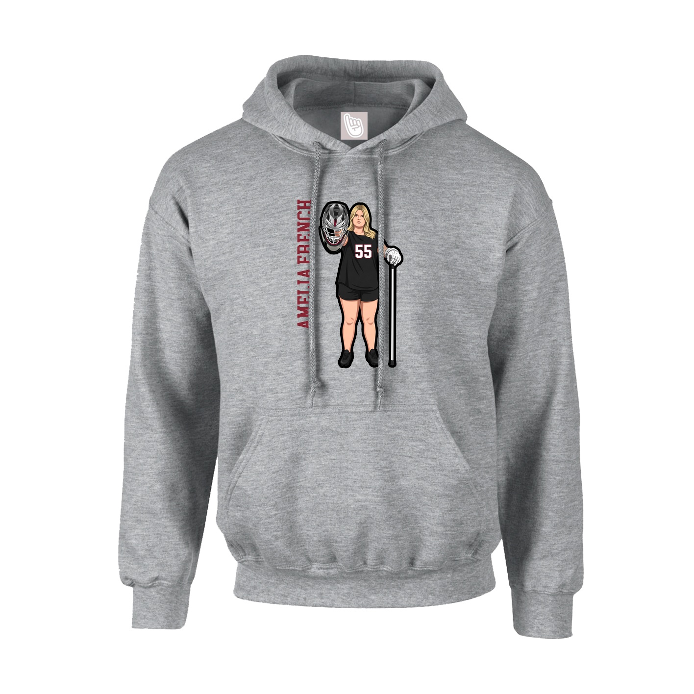 Youth Hoodie — Name Vertical in Grey