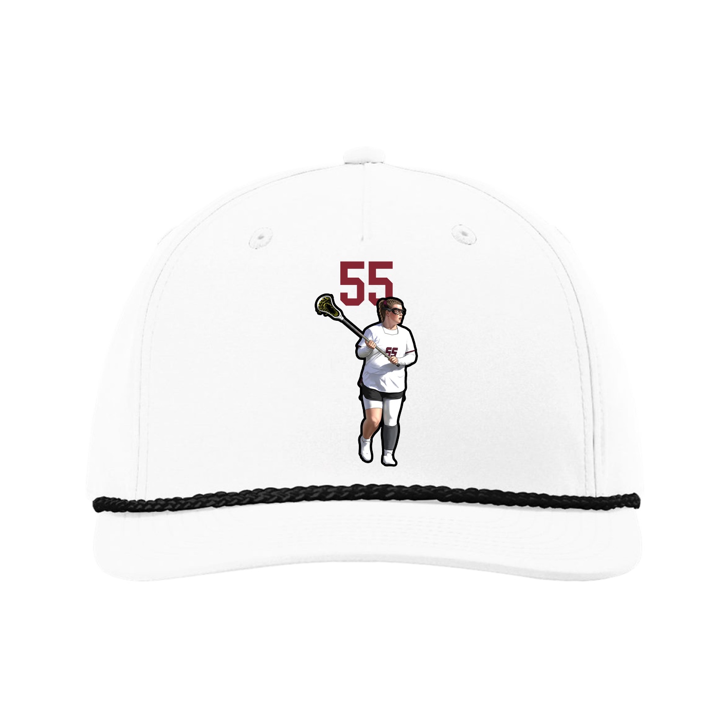 Five-Panel Classic Rope Cap — Number Top in White