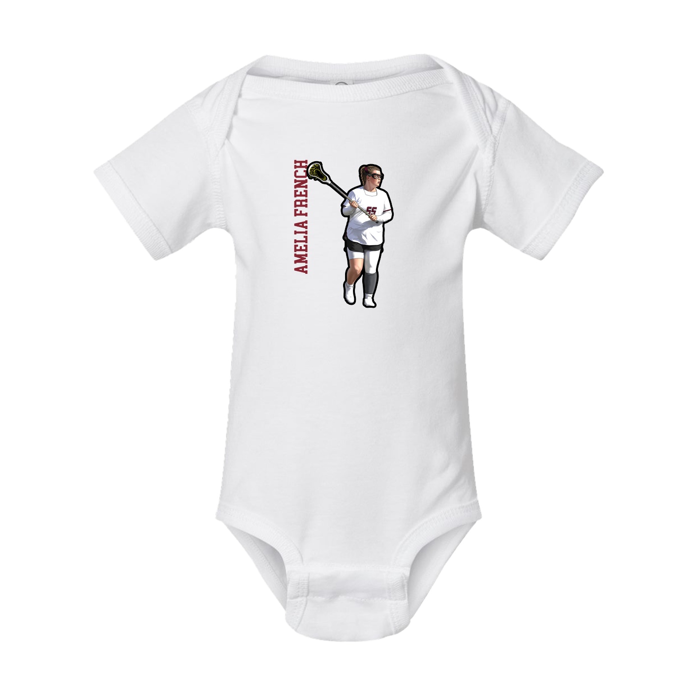 Baby Onesie — Name Vertical in White