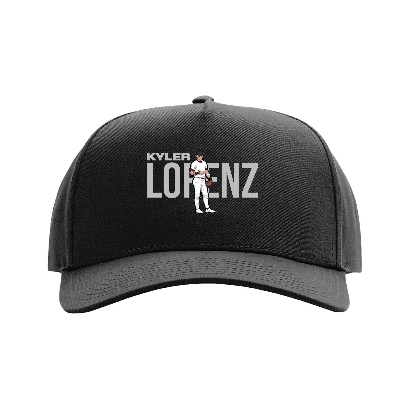 Full Fabric Five-Panel Champ Cap — Player Name in Black