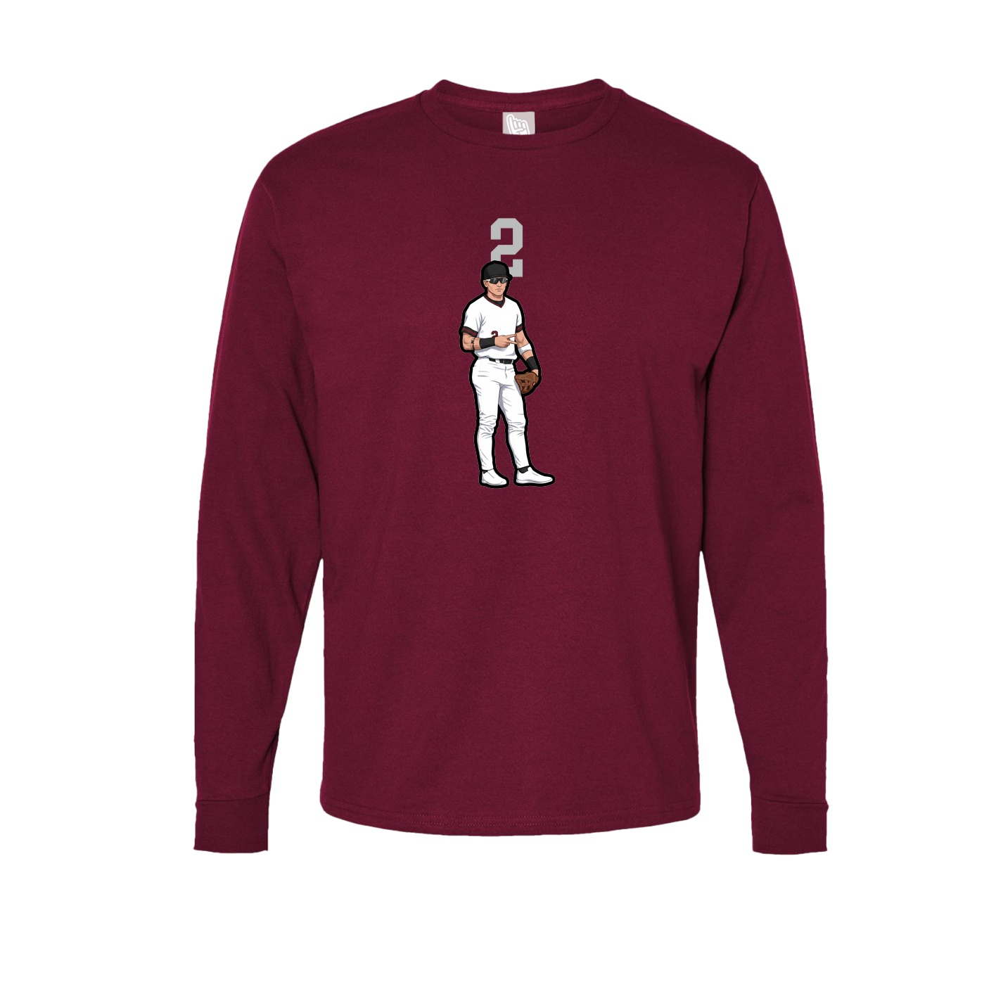 Long Sleeve Tee — Number Top in Cardinal