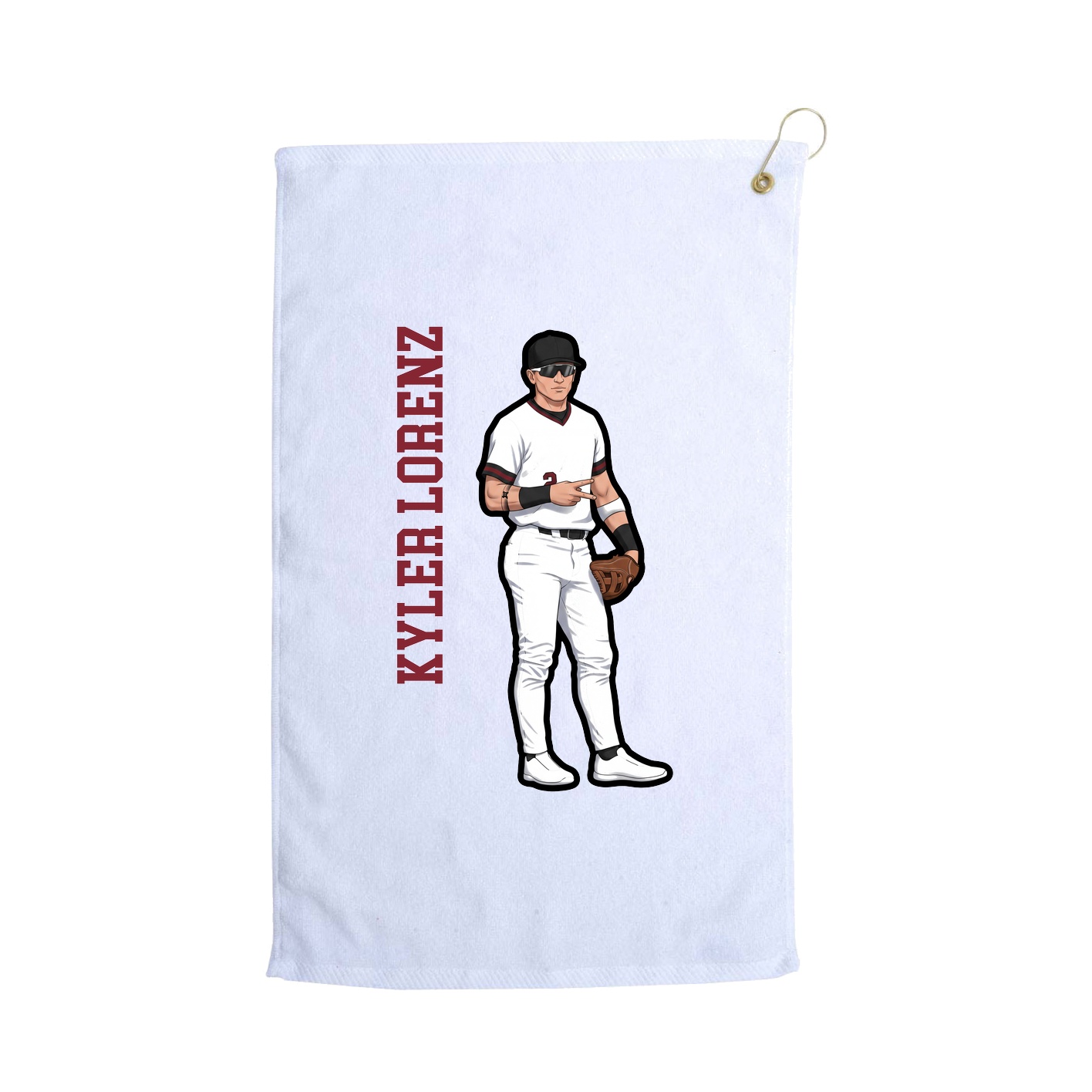 Golf Towel — Name Vertical in White