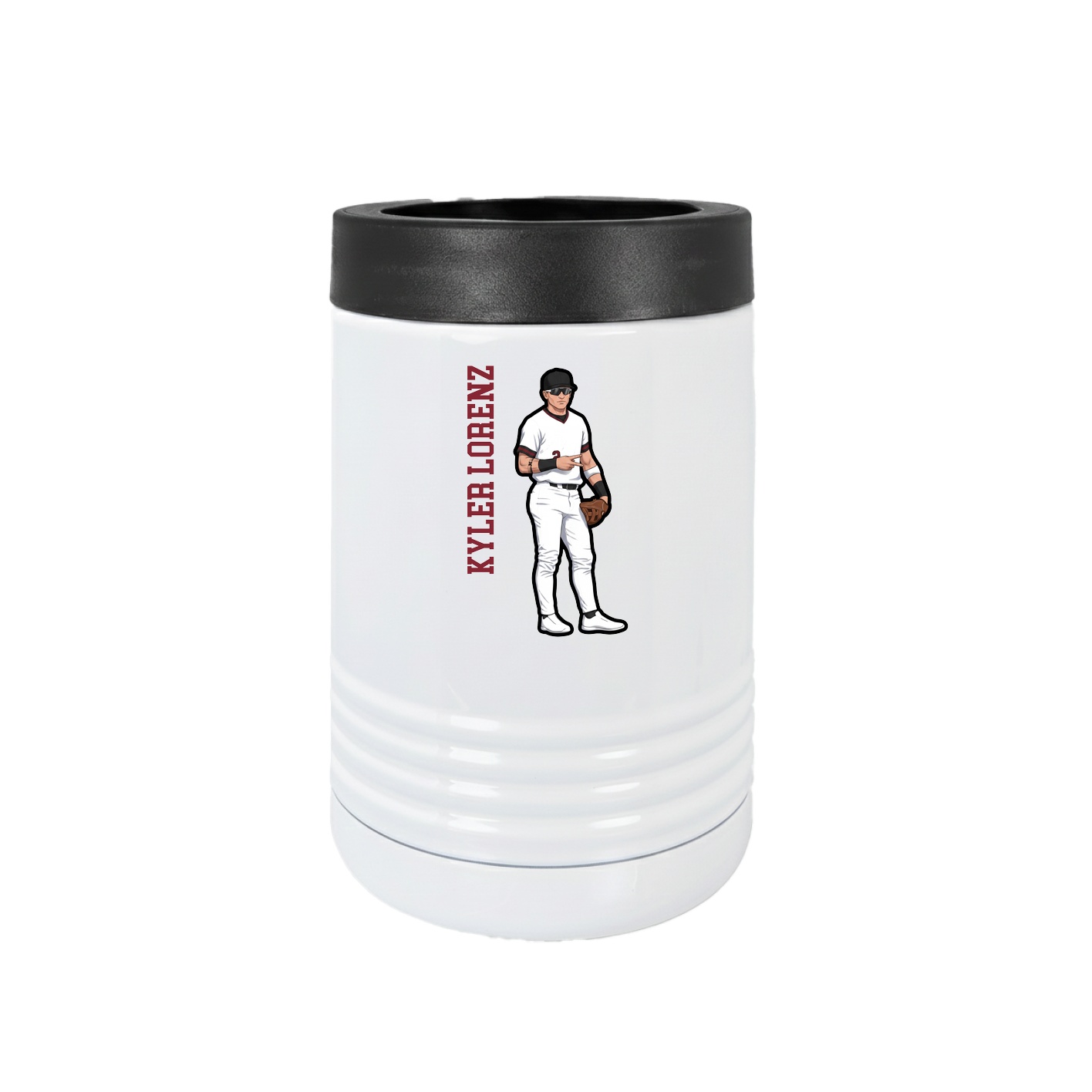 Beverage Holder — Name Vertical in White