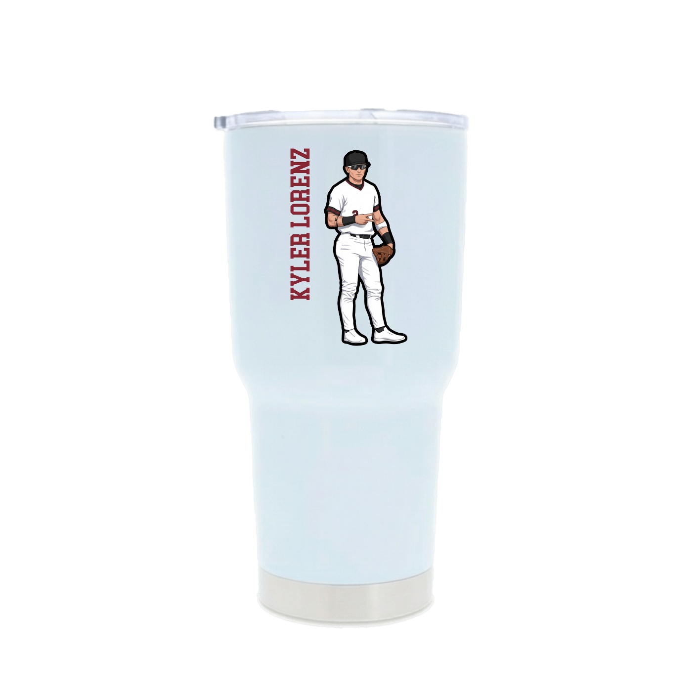30oz Stainless Steel Tumbler — Name Vertical in White