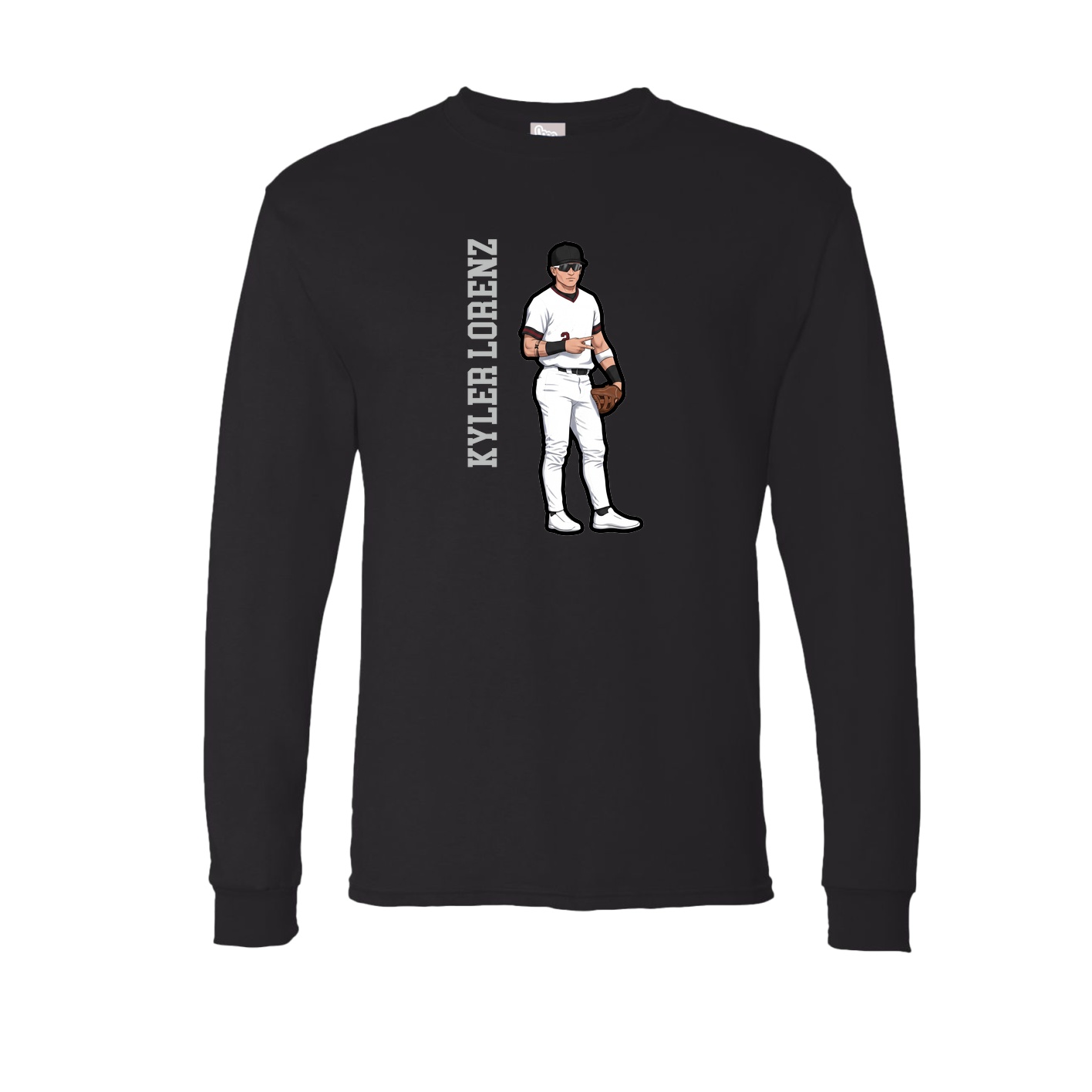 Long Sleeve Tee — Name Vertical in Black