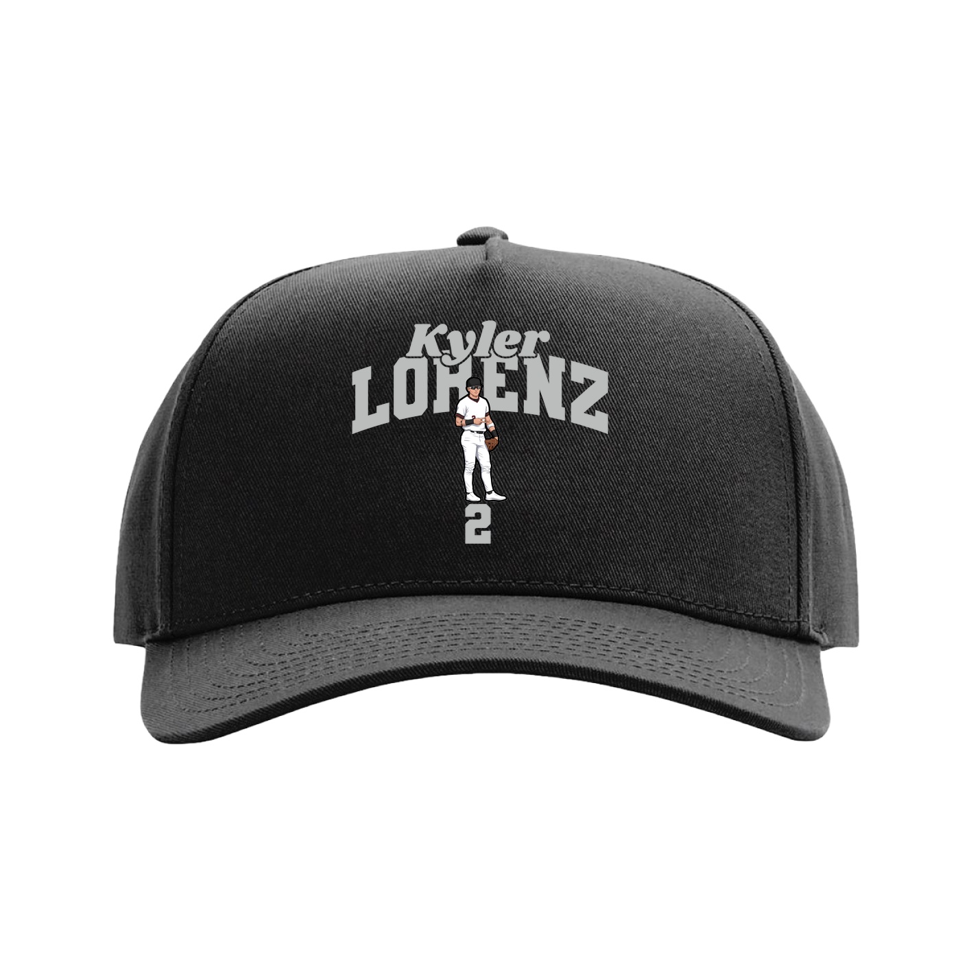 Full Fabric Five-Panel Champ Cap — Signature Arch in Black