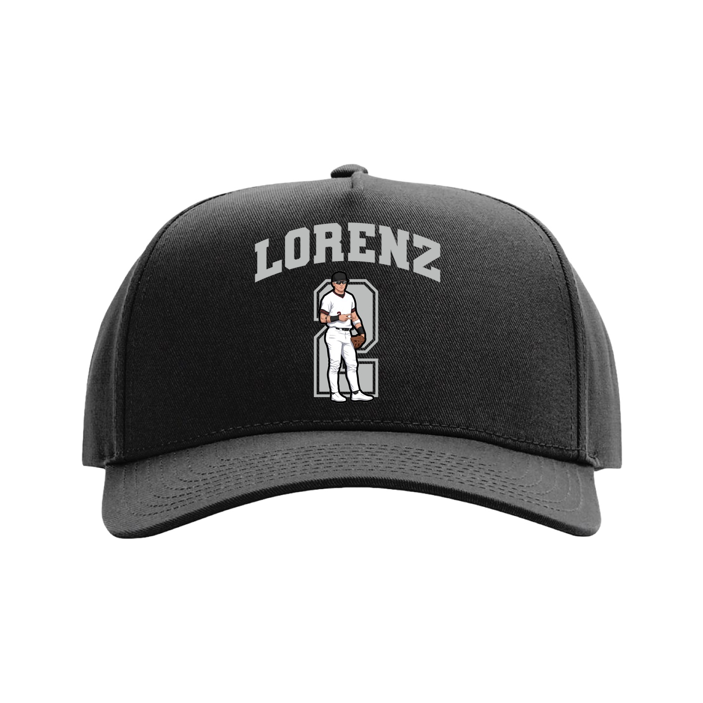 Full Fabric Five-Panel Champ Cap — Number in Black