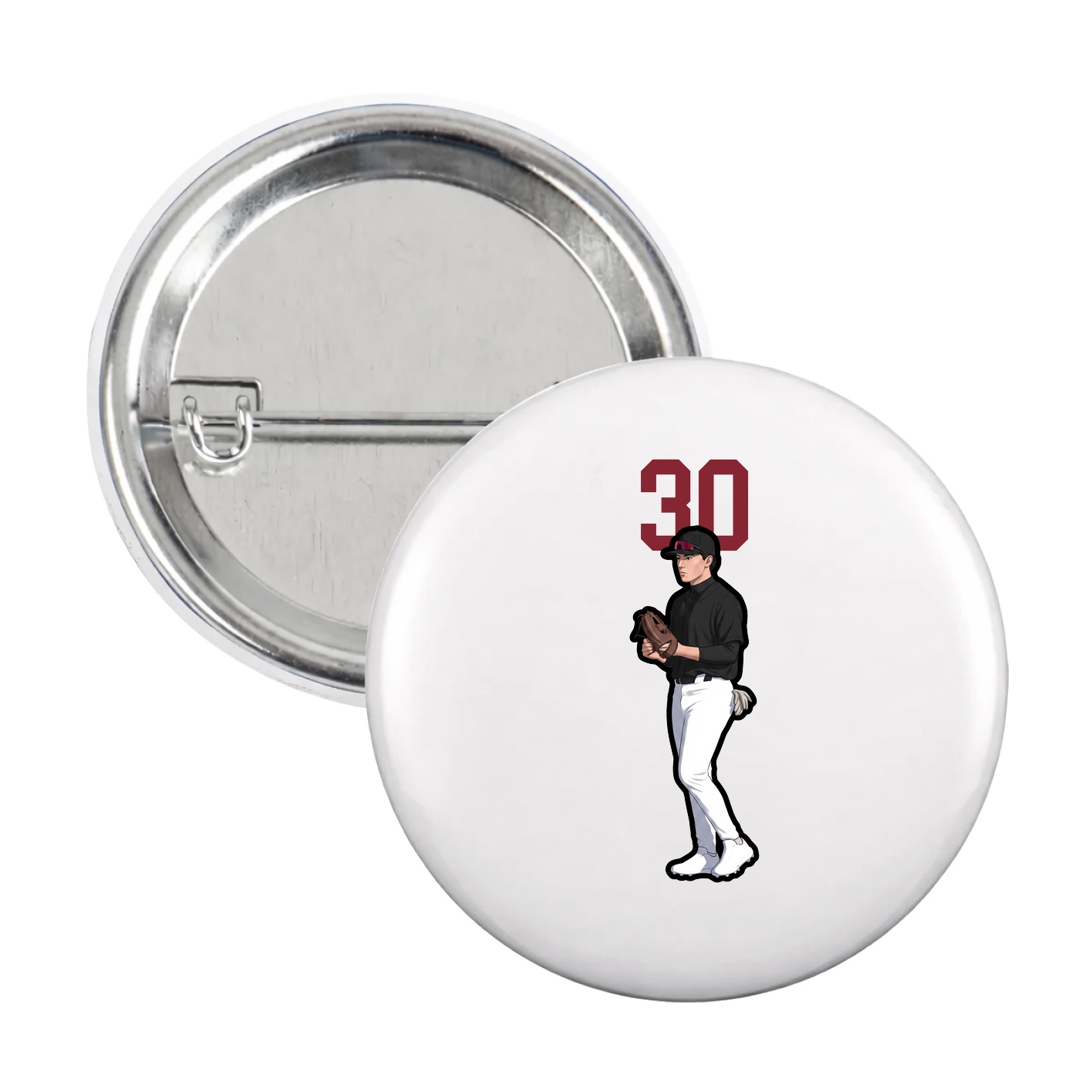 Game Day Button — Number Top in White