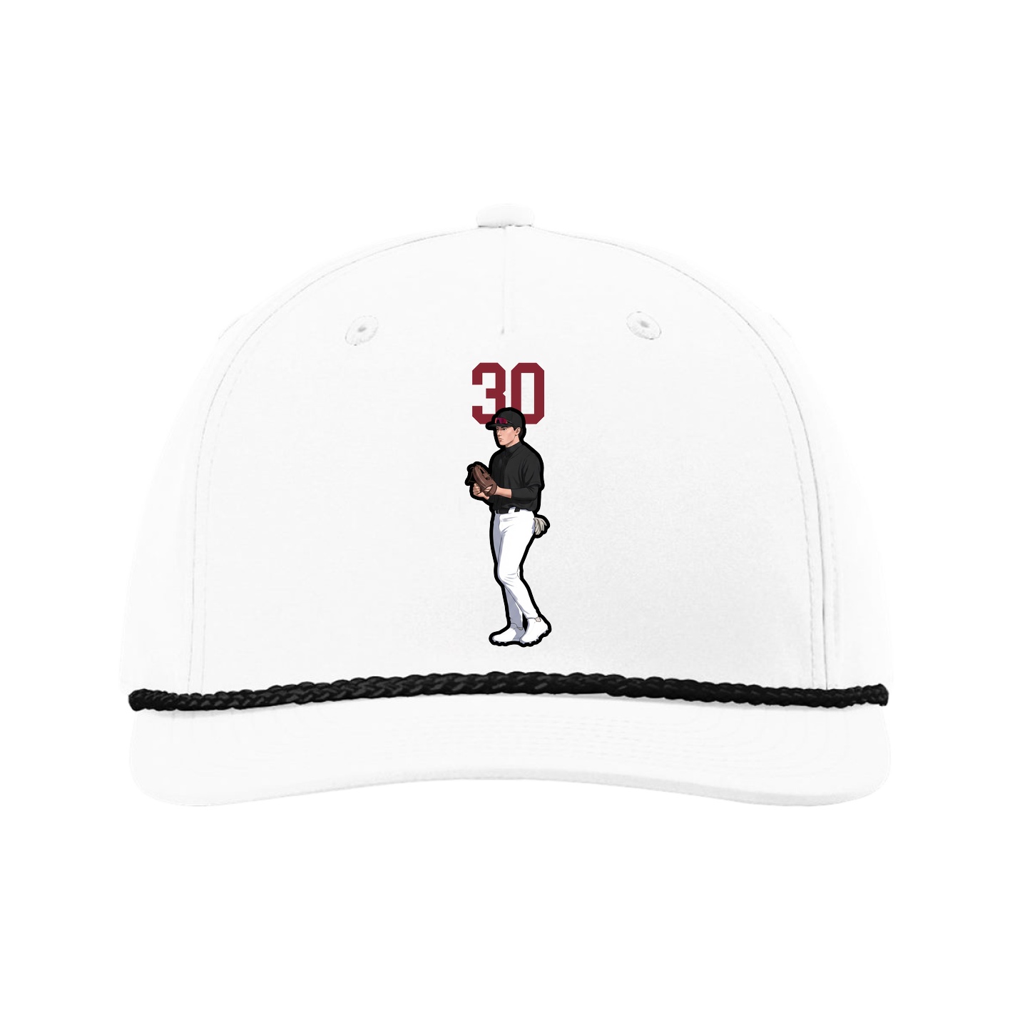 Five-Panel Classic Rope Cap — Number Top in White