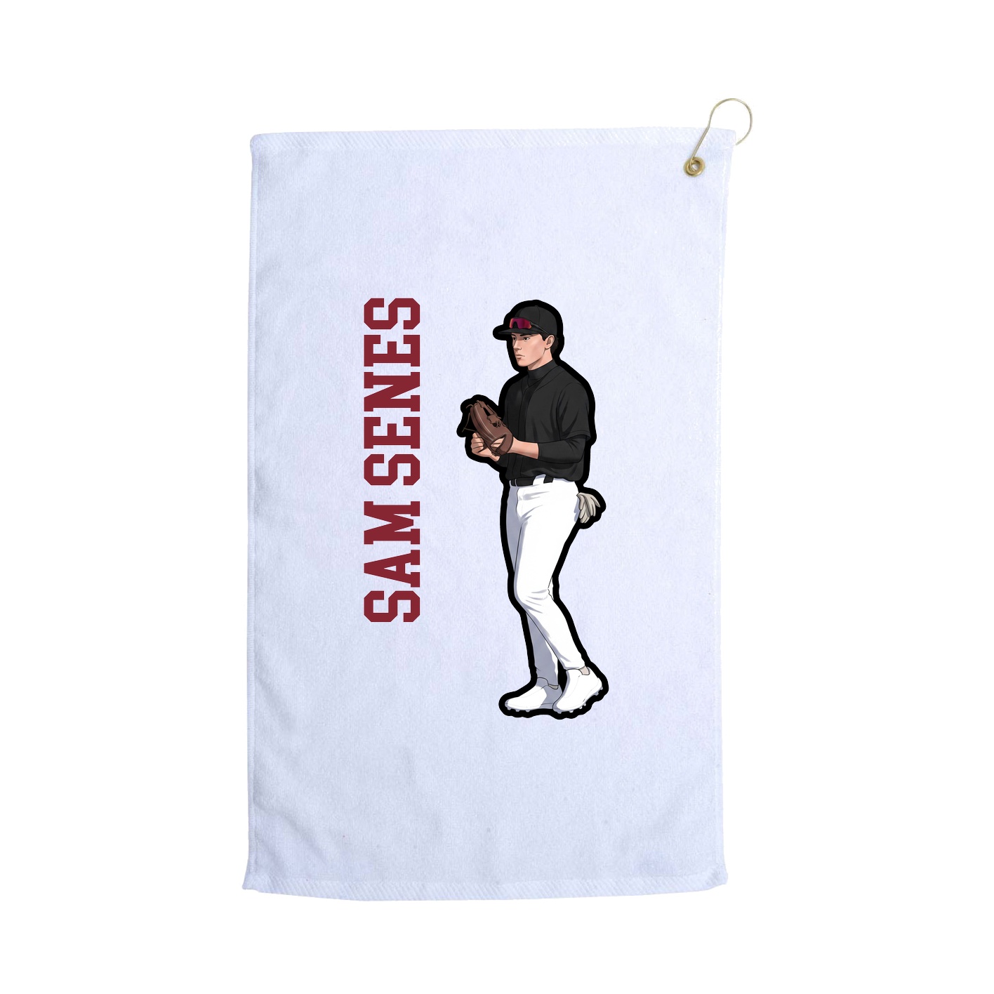 Golf Towel — Name Vertical in White