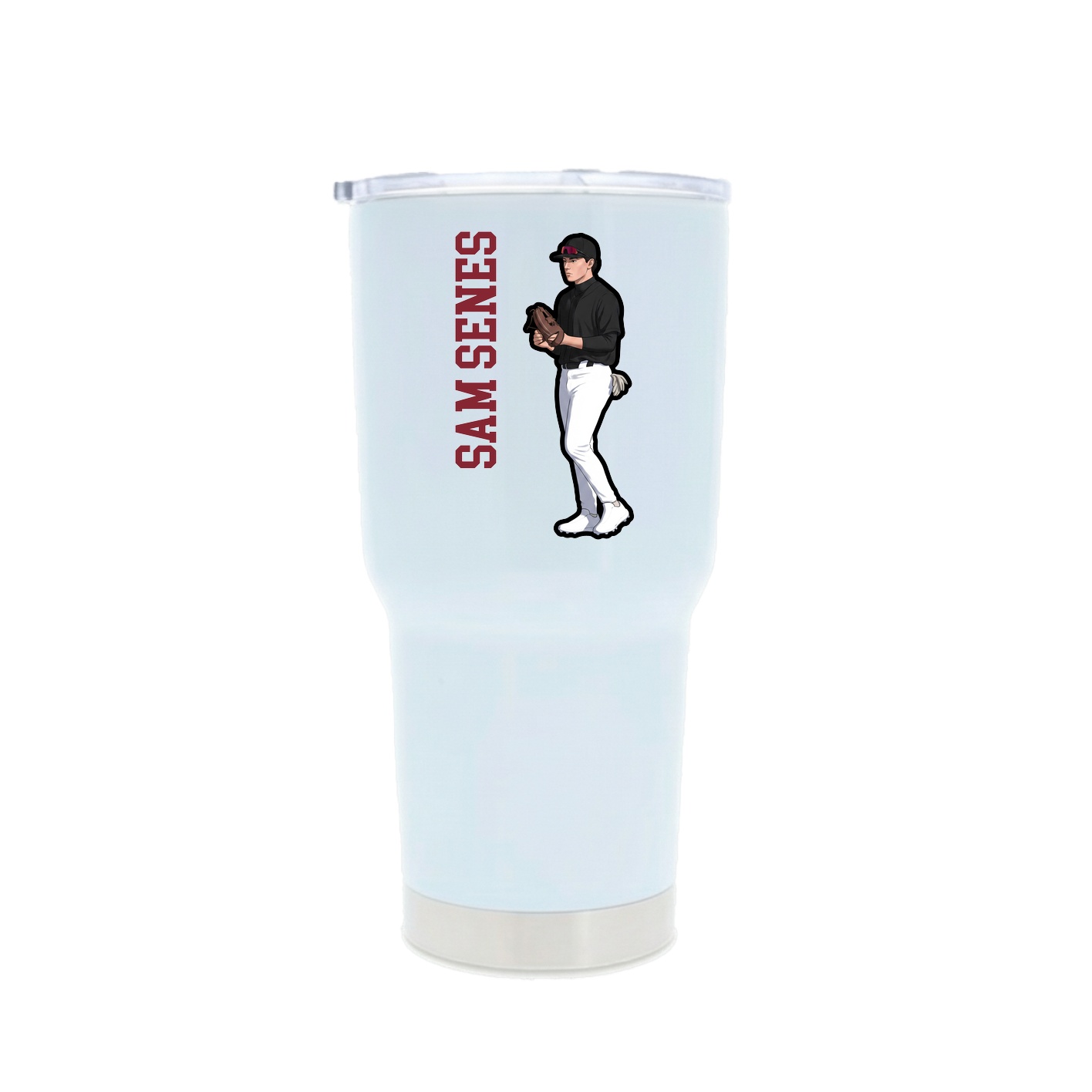 30oz Stainless Steel Tumbler — Name Vertical in White