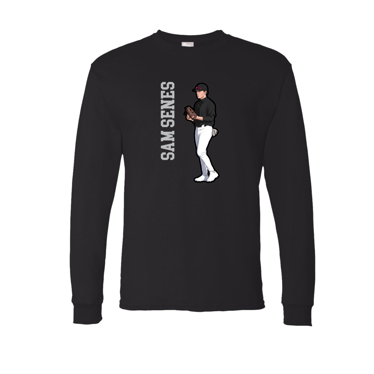 Long Sleeve Tee — Name Vertical in Black
