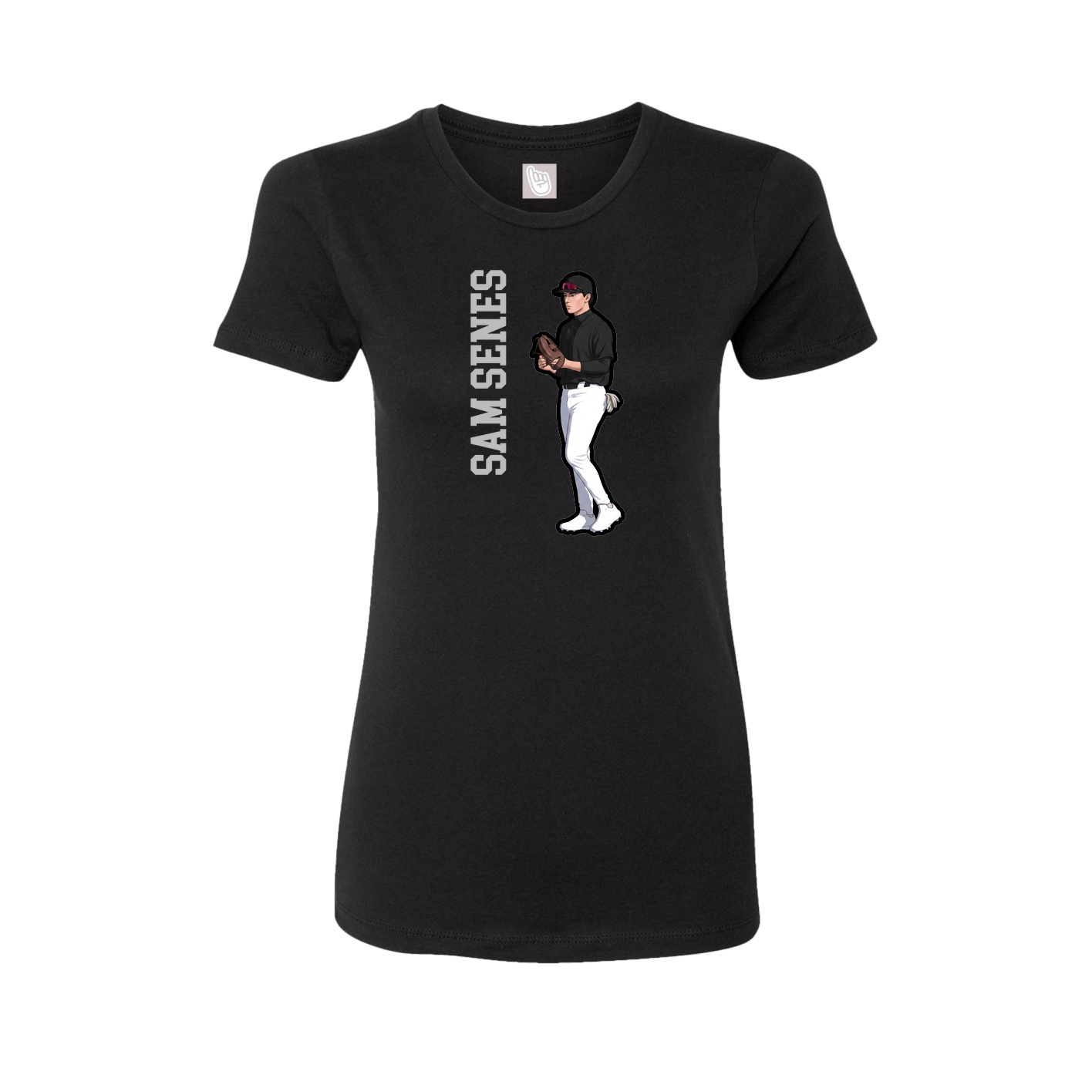 Fitted Women's Tee — Name Vertical in Black
