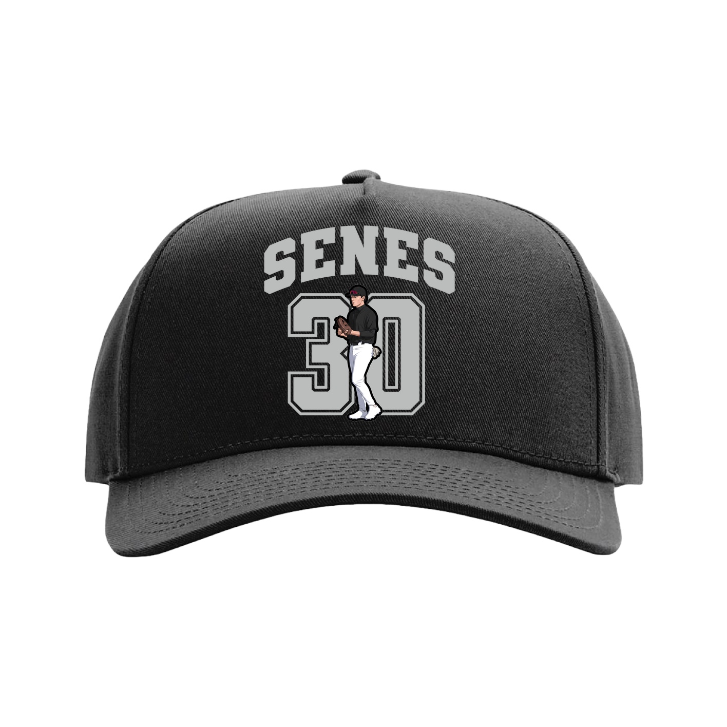 Full Fabric Five-Panel Champ Cap — Number in Black