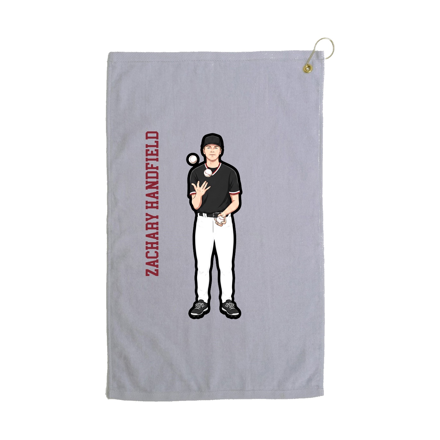 Golf Towel — Name Vertical in Grey