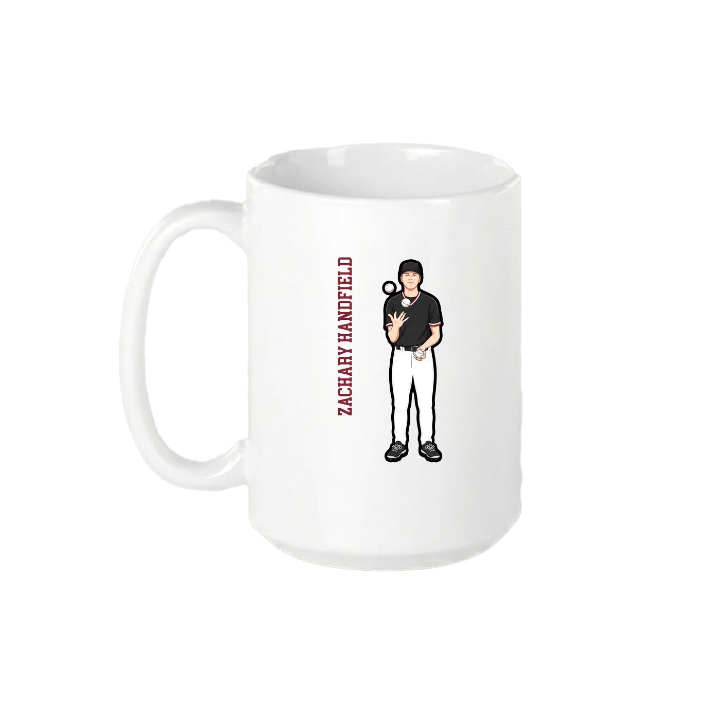 15oz Coffee Mug — Name Vertical in White