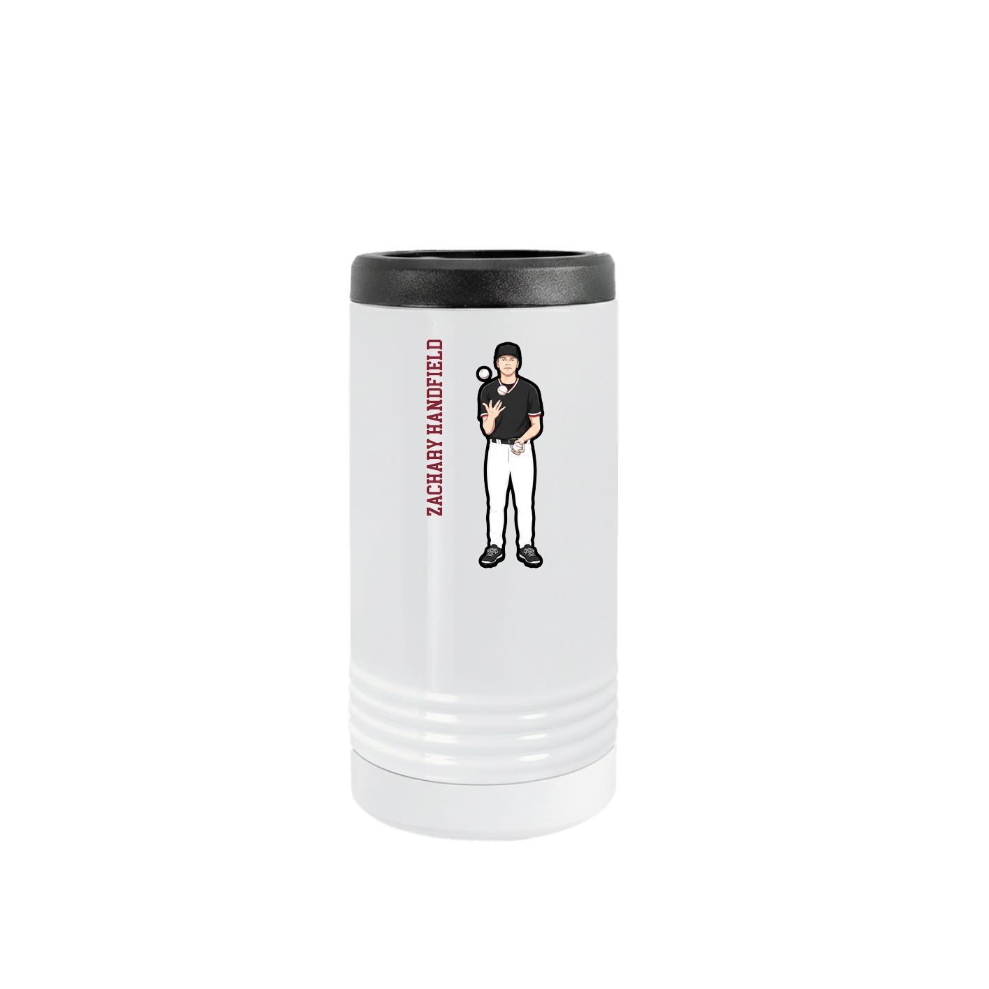 Slim Beverage Holder — Name Vertical in White