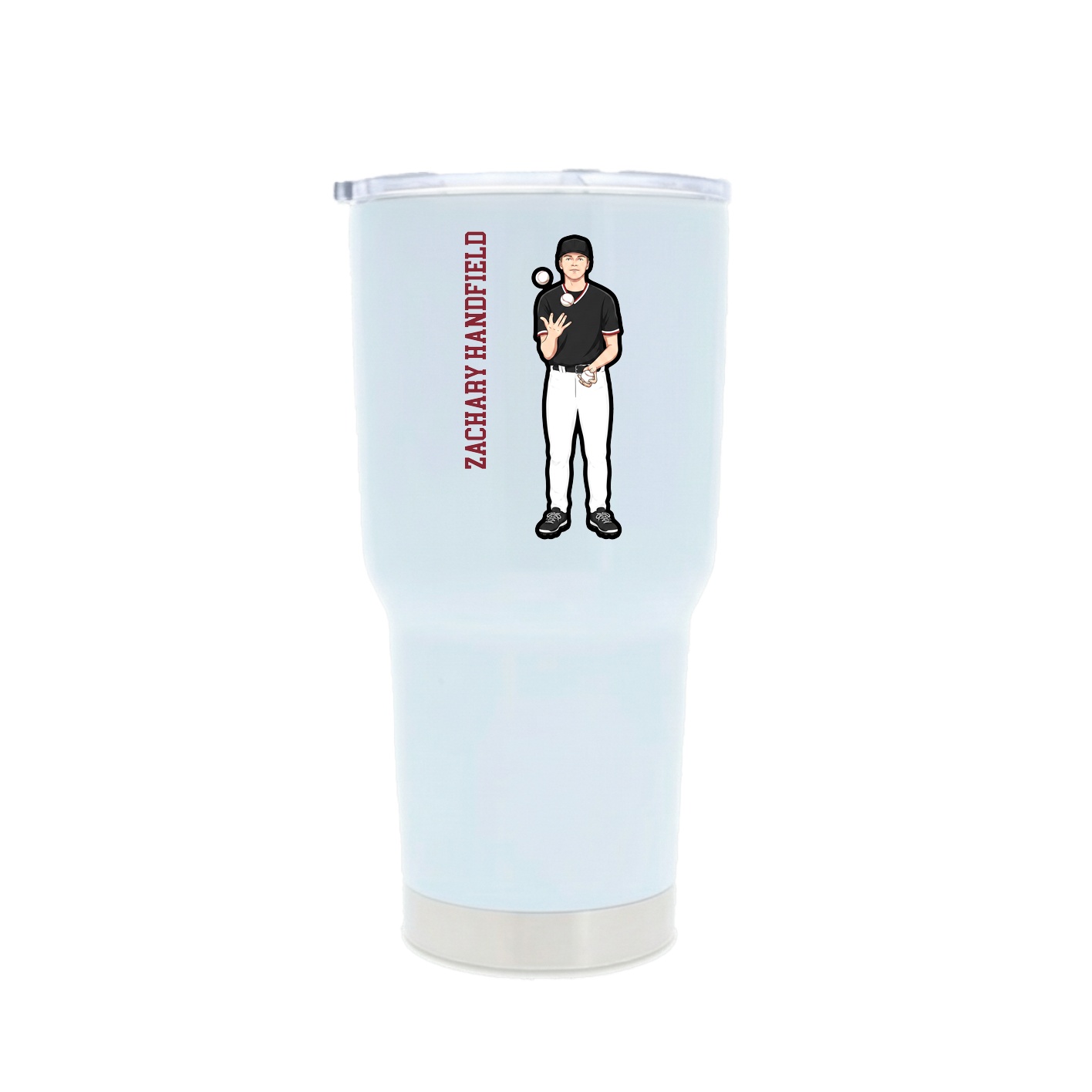 30oz Stainless Steel Tumbler — Name Vertical in White