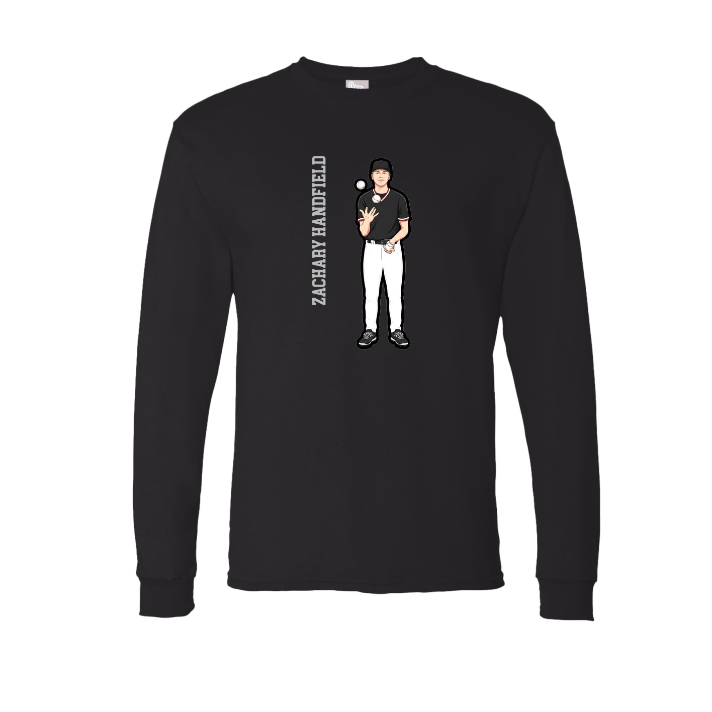 Long Sleeve Tee — Name Vertical in Black